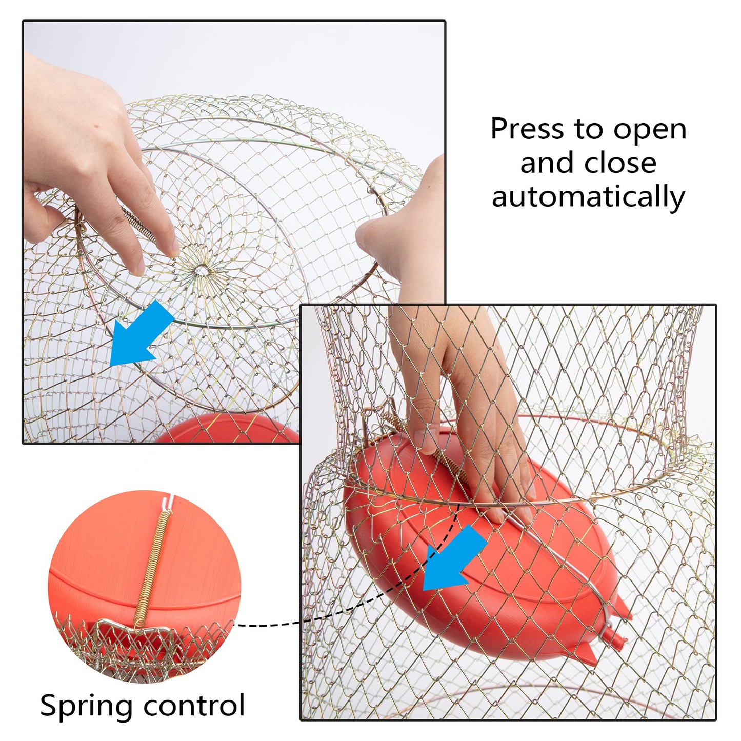 codree Floatable Galvanized Steel Wire Fish Basket, Collapsible Floatable Wire Fishing Basket, Portable Floating Fishing Net Baskets, Robust and Easy to Use