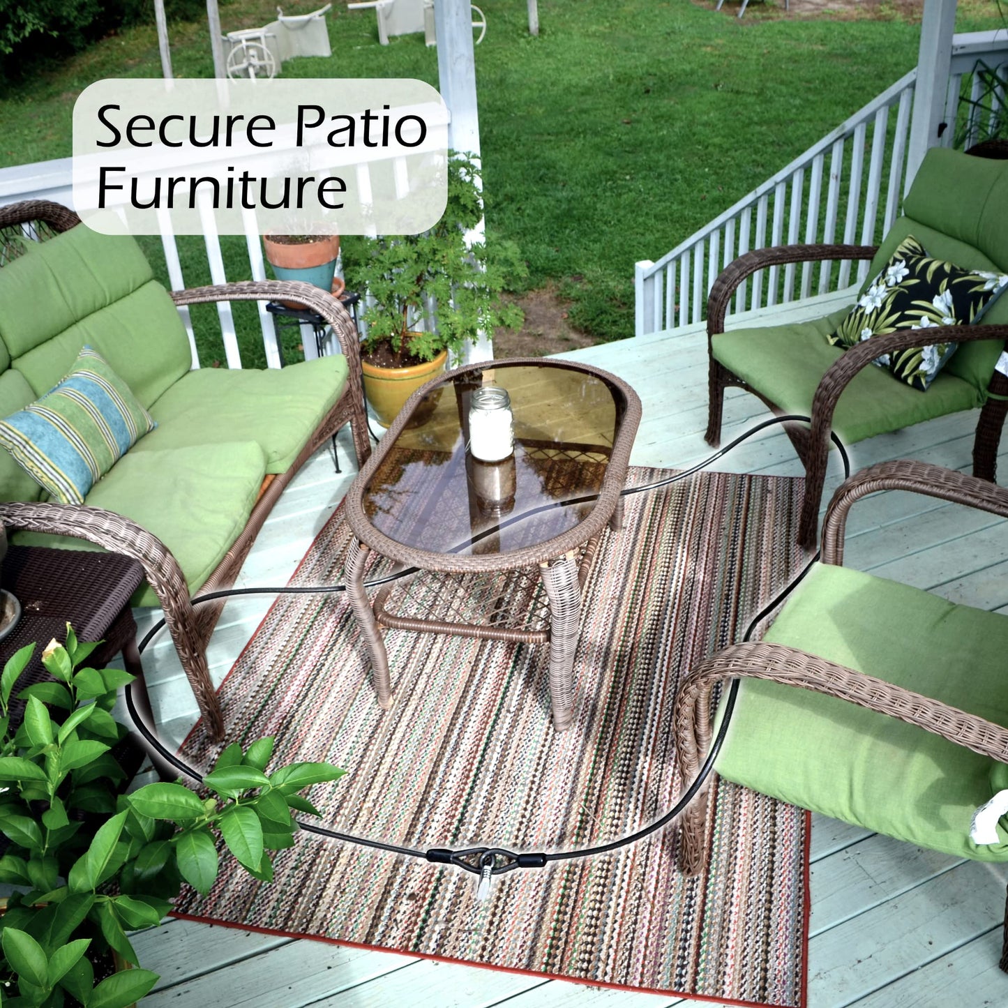 Lumintrail 12mm (1/2 inch) Heavy-Duty Security Cable, Vinyl Coated Braided Steel with Sealed Looped Ends (4', 7', 10', 15' or 30') (7-FT)