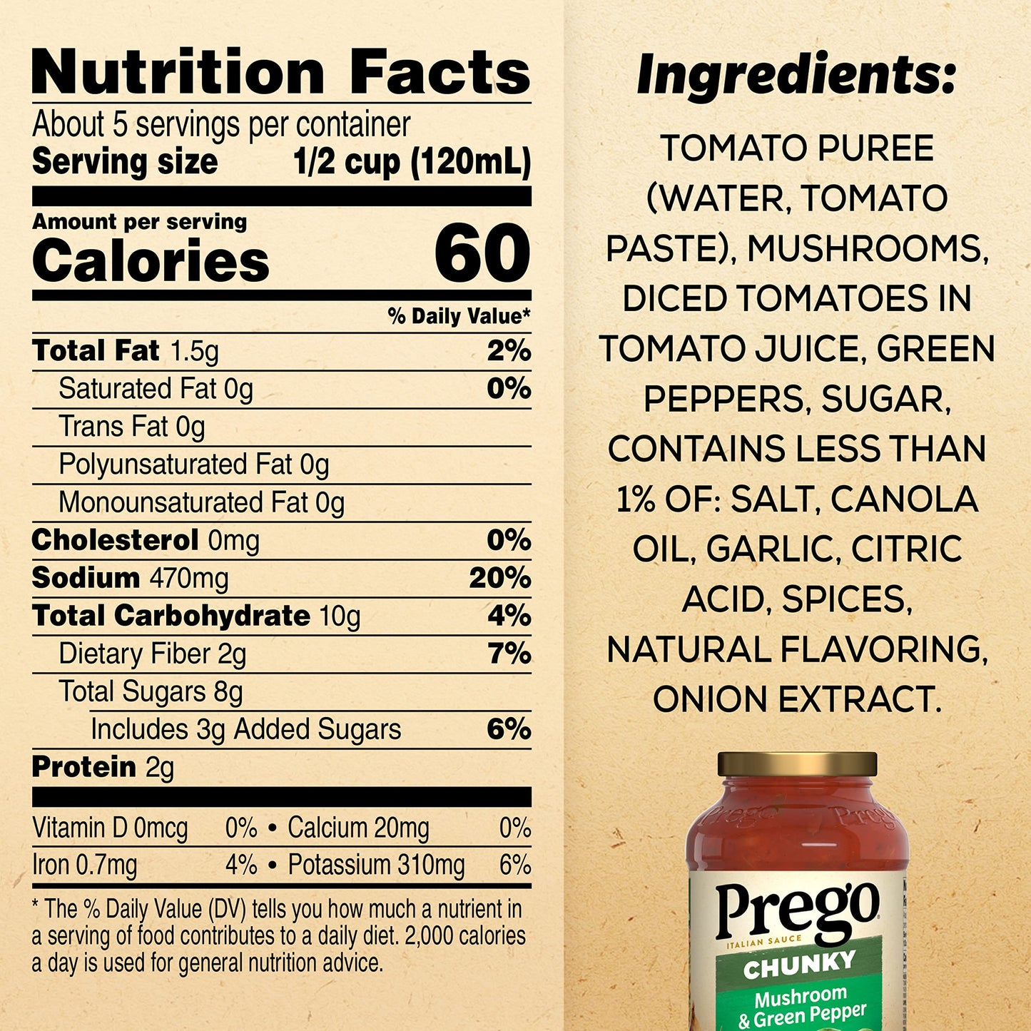 Prego Traditional No Sugar Added Pasta Sauce, 23.5 Oz Jar (Case of 6)