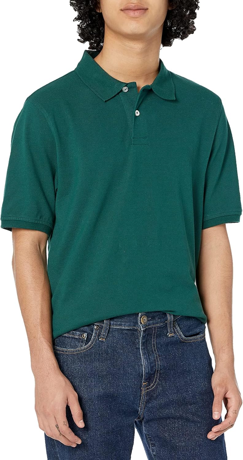 Amazon Essentials Men's Regular-Fit Short Sleeve Cotton Pique Polo Shirt (Available in Big & Tall)