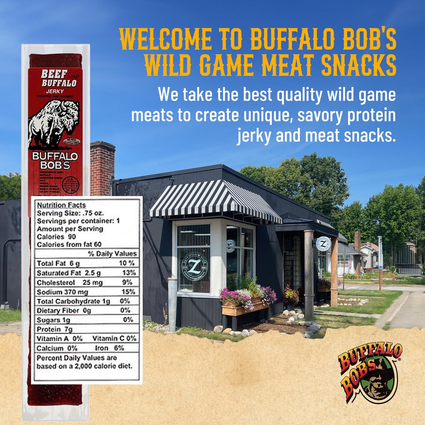 Buffalo Bob's Exotic Jerky (10-Pack), 10 Flavor Variety Pack of Snack Sticks, Wild Game Beef Gifts for Men