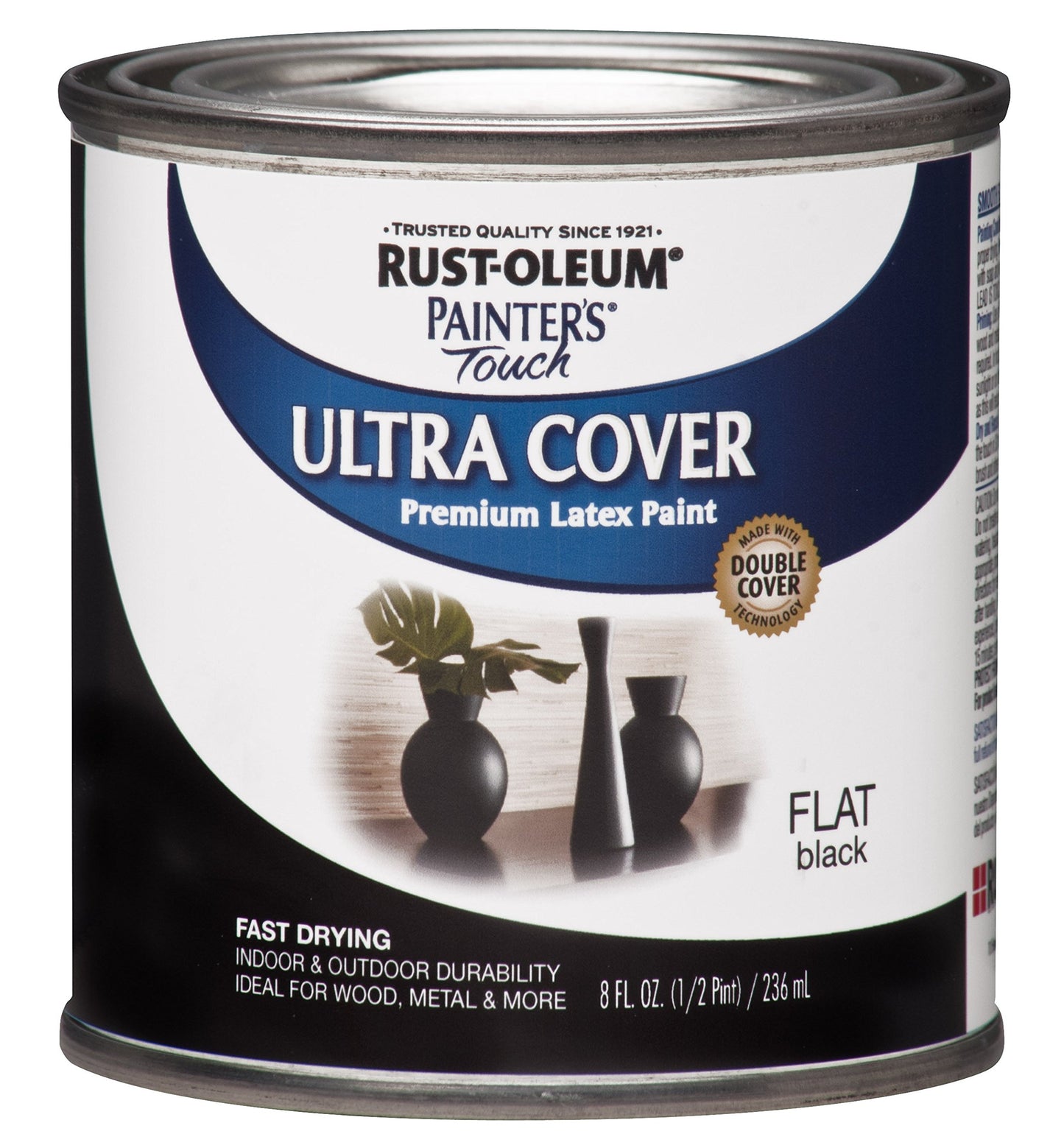 Rust-Oleum 1976502 Painter's Touch Latex Paint, Flat Black 32 Fl Oz, 1 Quarts, (Pack of 1)