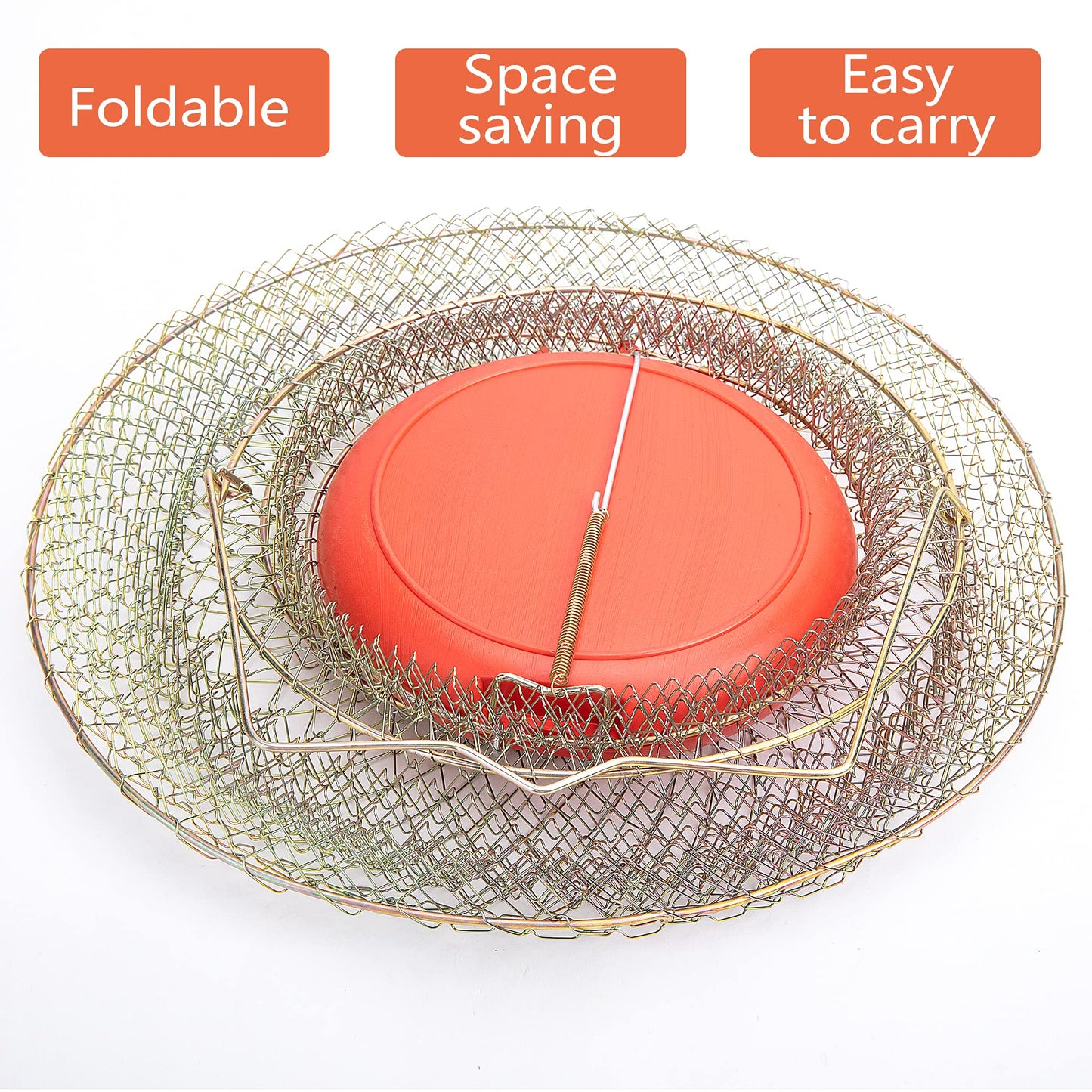 codree Floatable Galvanized Steel Wire Fish Basket, Collapsible Floatable Wire Fishing Basket, Portable Floating Fishing Net Baskets, Robust and Easy to Use