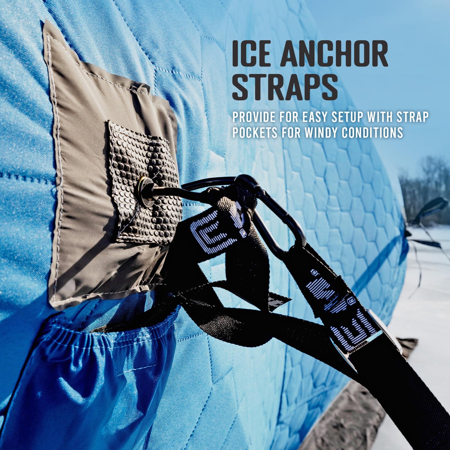 CLAM Portable Fishing Angler Thermal Hub Shelter Tent with Anchor Straps, Carrying Bag