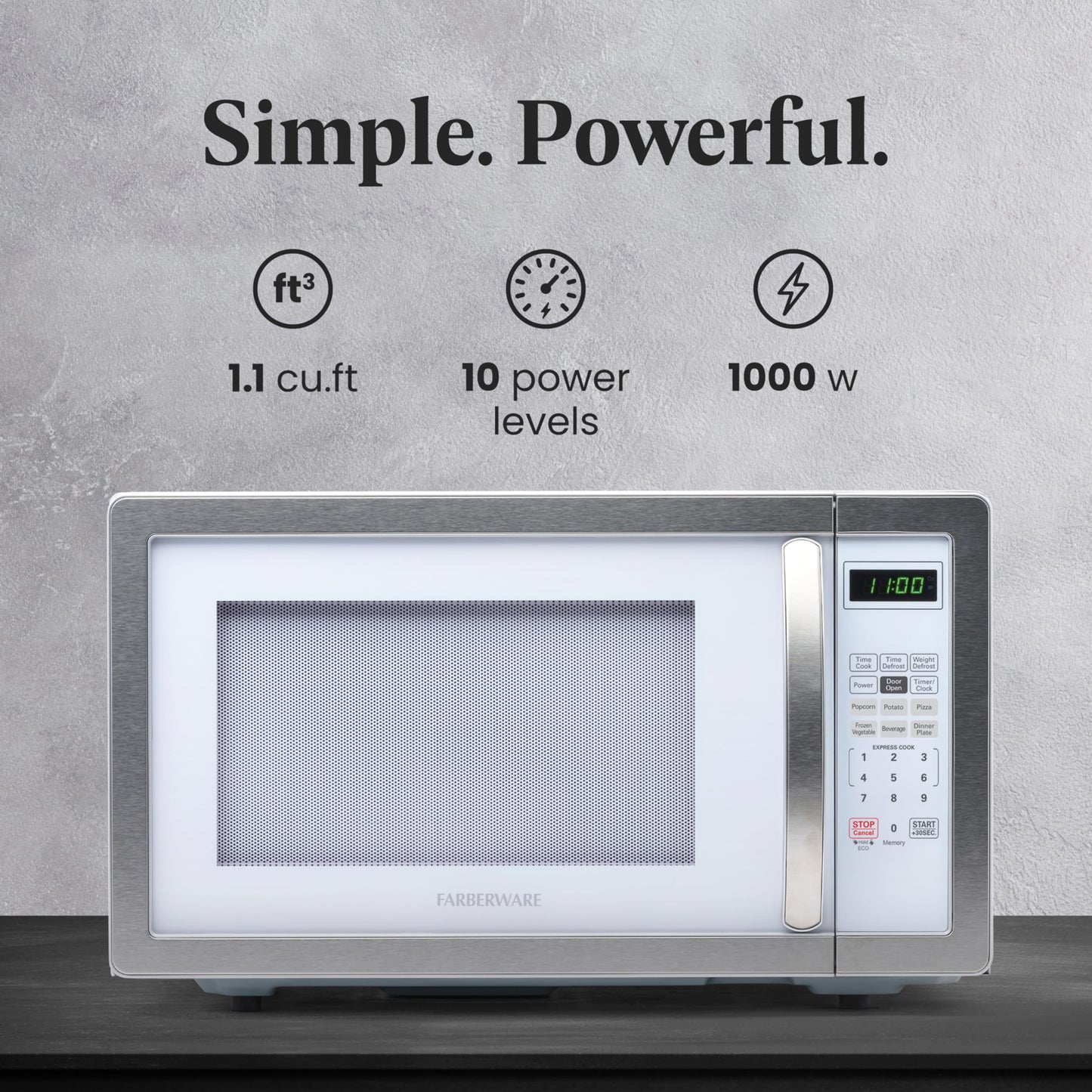 Farberware Countertop Microwave 700 Watts, 0.7 Cu. Ft. - Microwave Oven With LED Lighting and Child Lock - Perfect for Apartments and Dorms - Easy Clean Stainless Steel