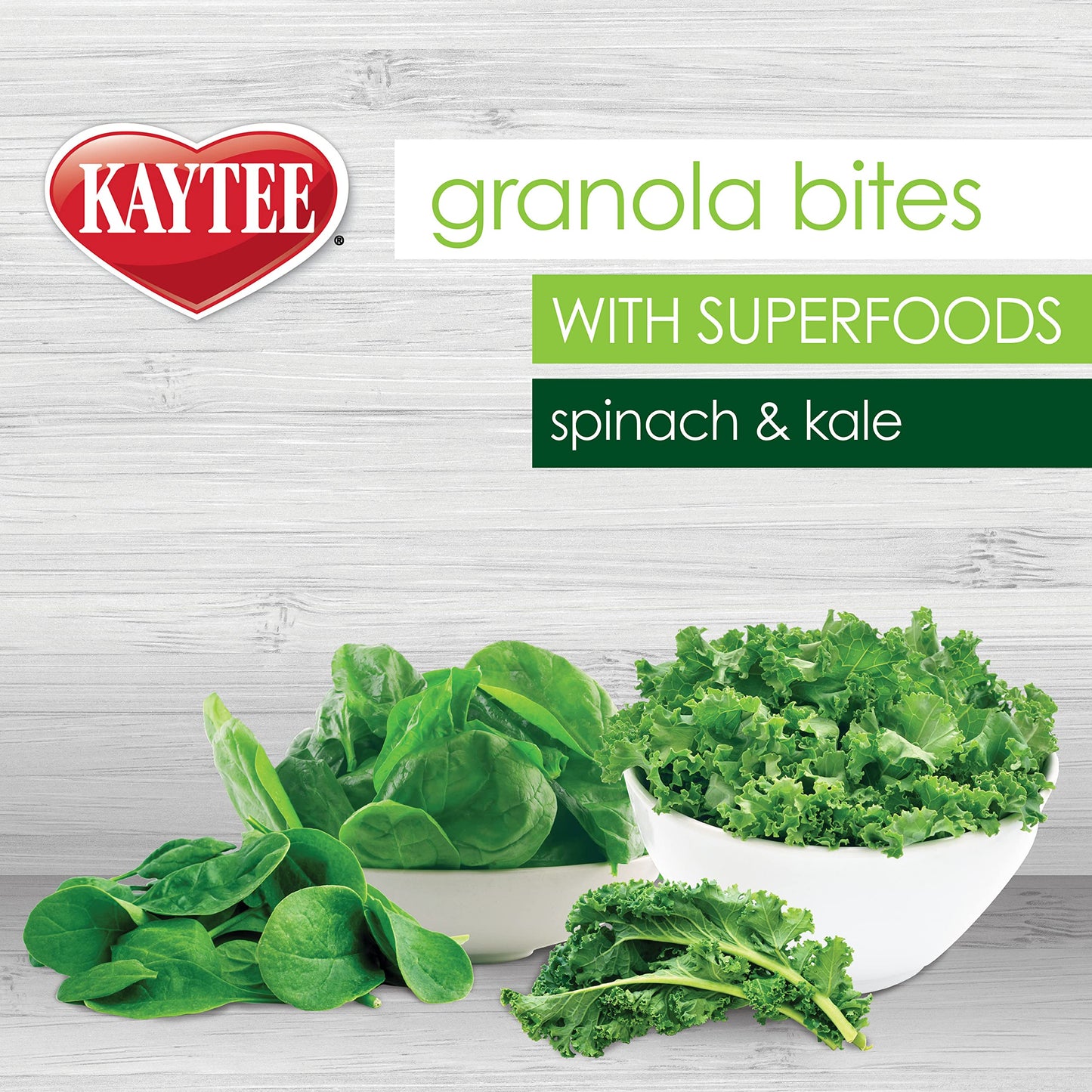 Kaytee Granola Bites with Super Foods Spinach and Kale for Pet Birds, Conure, Cockatiel, Lovebird, Parakeet, Amazon, African Grey, Ecletus, Pionus, Cockatoos and Macaws, 4.50 Ounce (Pack of 1)