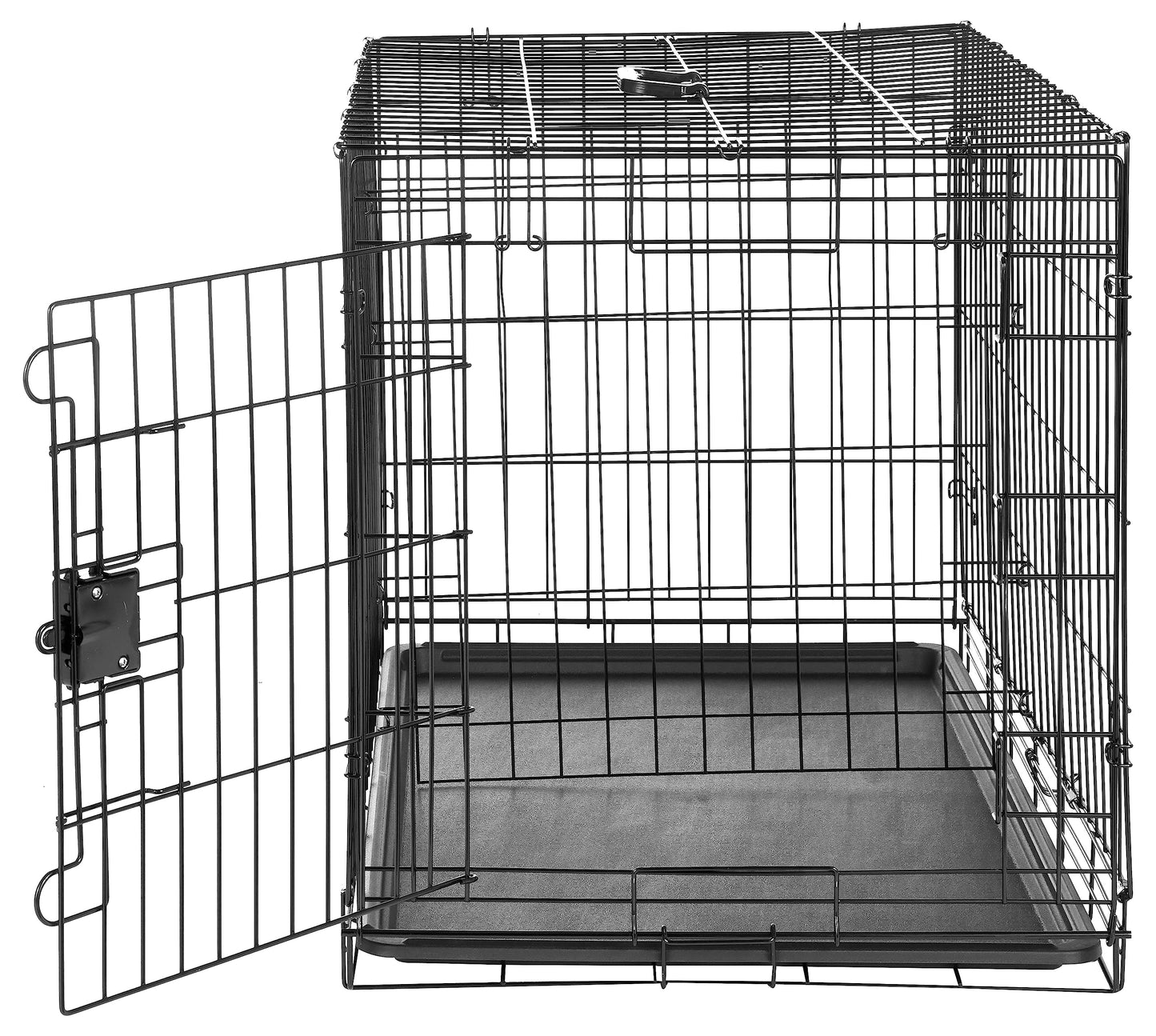 Amazon Basics Portable Metal Wire Dog Crate with Removable Tray, Single Door with Divider Panel, Foldable, Collapsible, Easy to Assemble & Clean, 36" x 23" x 25", Black