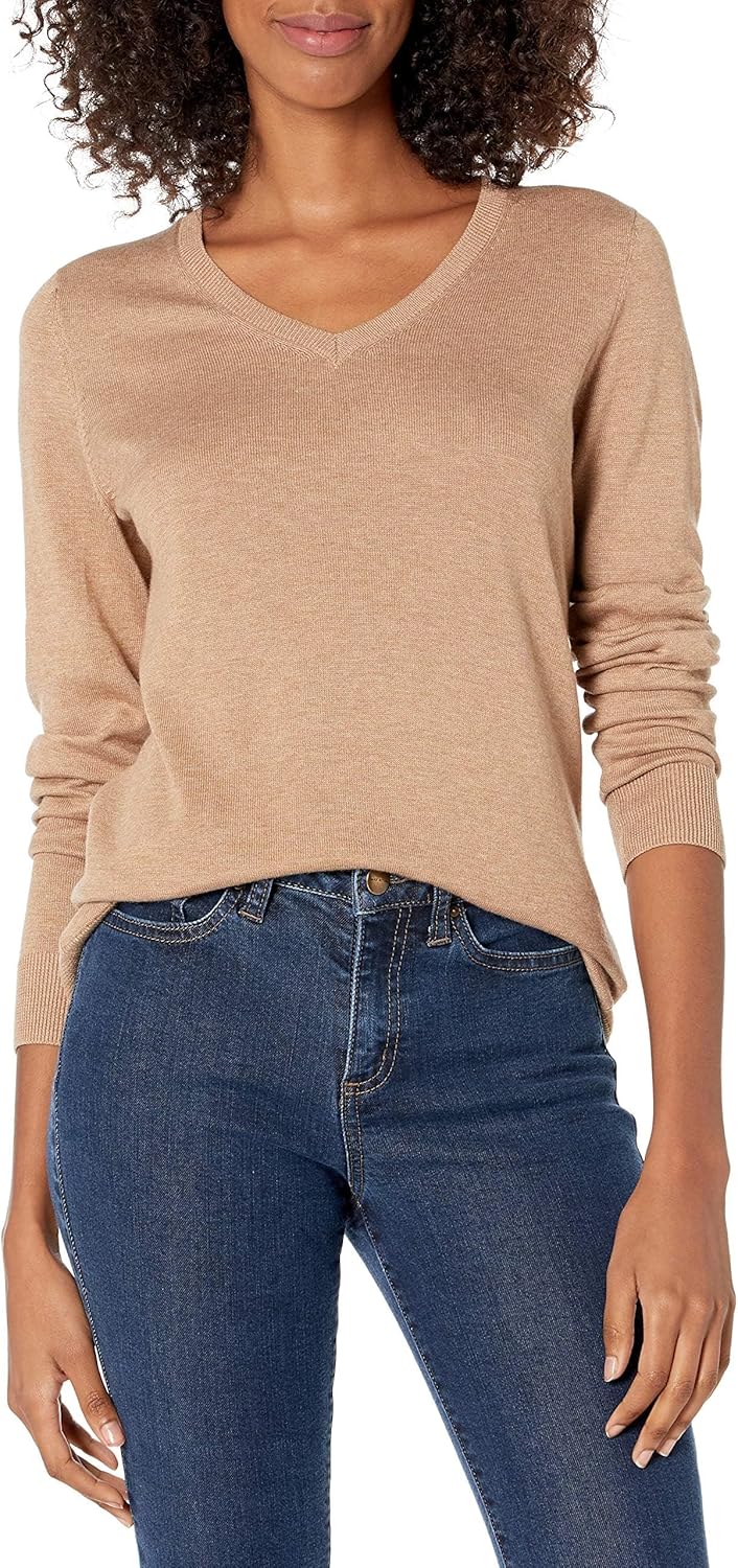 Amazon Essentials Women's Regular-Fit Lightweight Long-Sleeve V-Neck Sweater