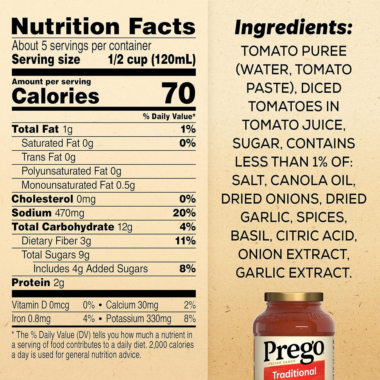 Prego Pasta Sauce, Italian Tomato Sauce with Roasted Garlic & Parmesan Cheese, 24 oz Jar