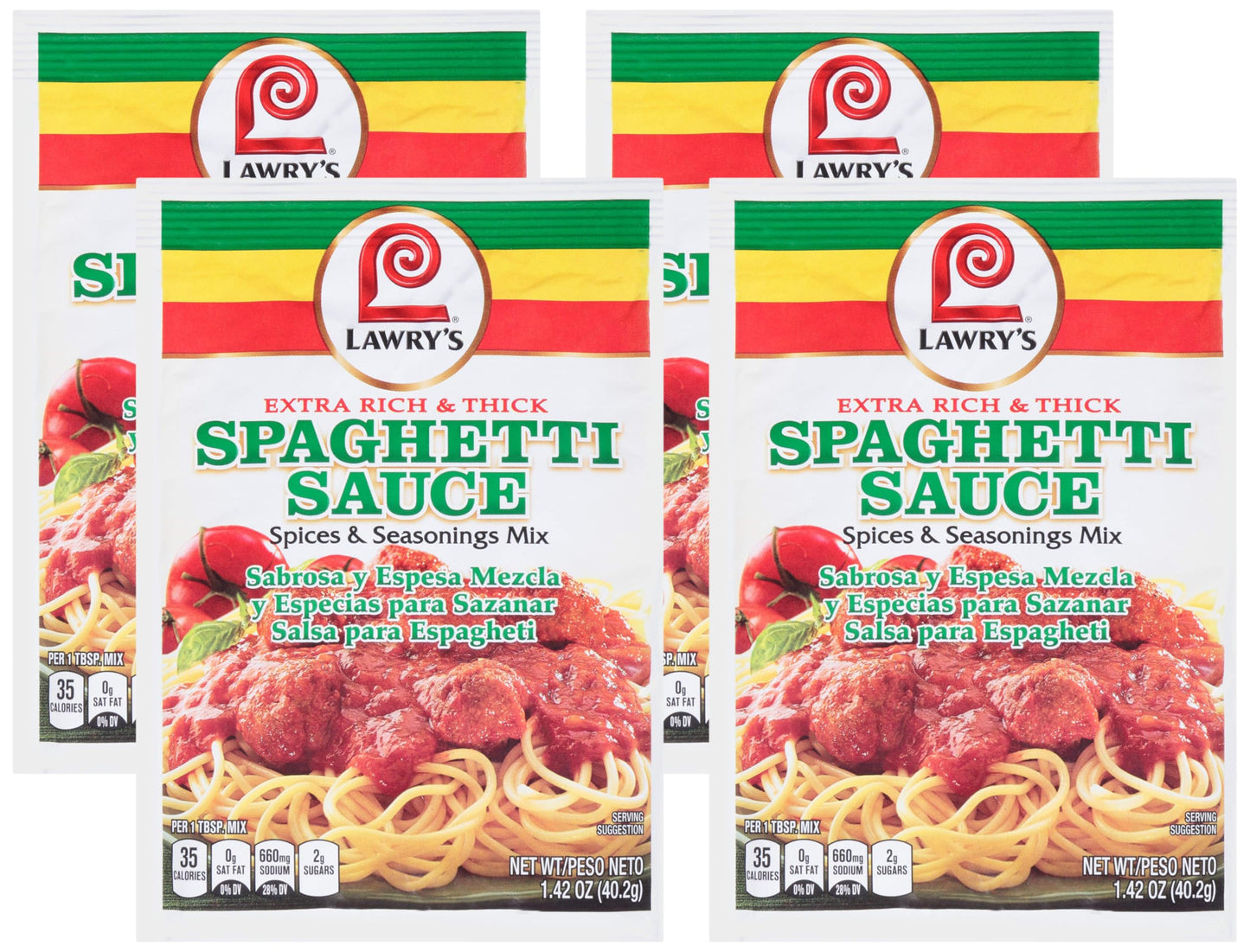 Lawry's Extra Rich & Thick Spaghetti Sauce Spices & Seasonings Mix, 1.42 oz (Pack of 12)