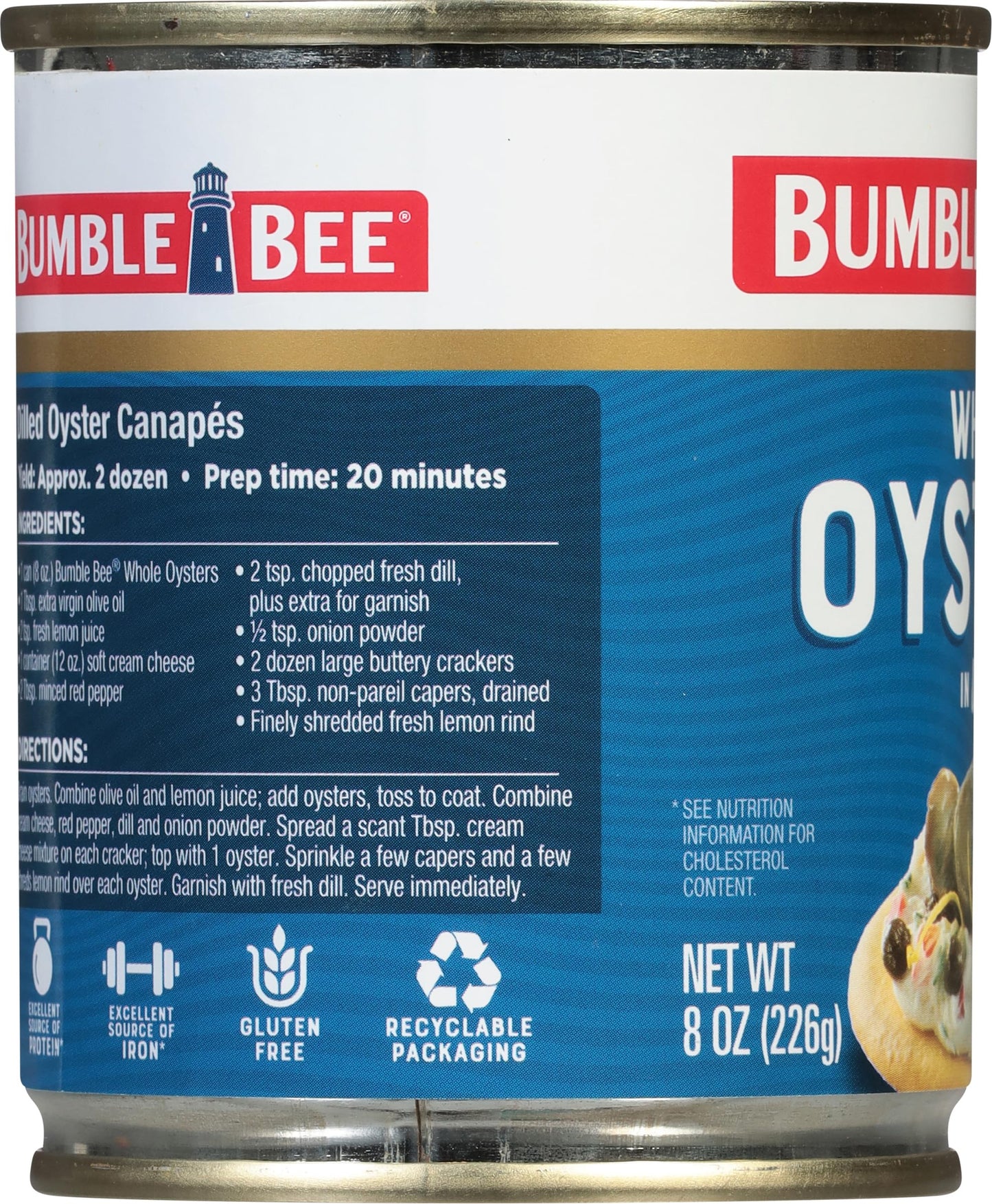 Bumble Bee Hot & Spicy Hardwood Smoked Oysters, 3.75 oz Tin (Pack of 12) - 20g Protein per Serving, Gluten Free, Keto