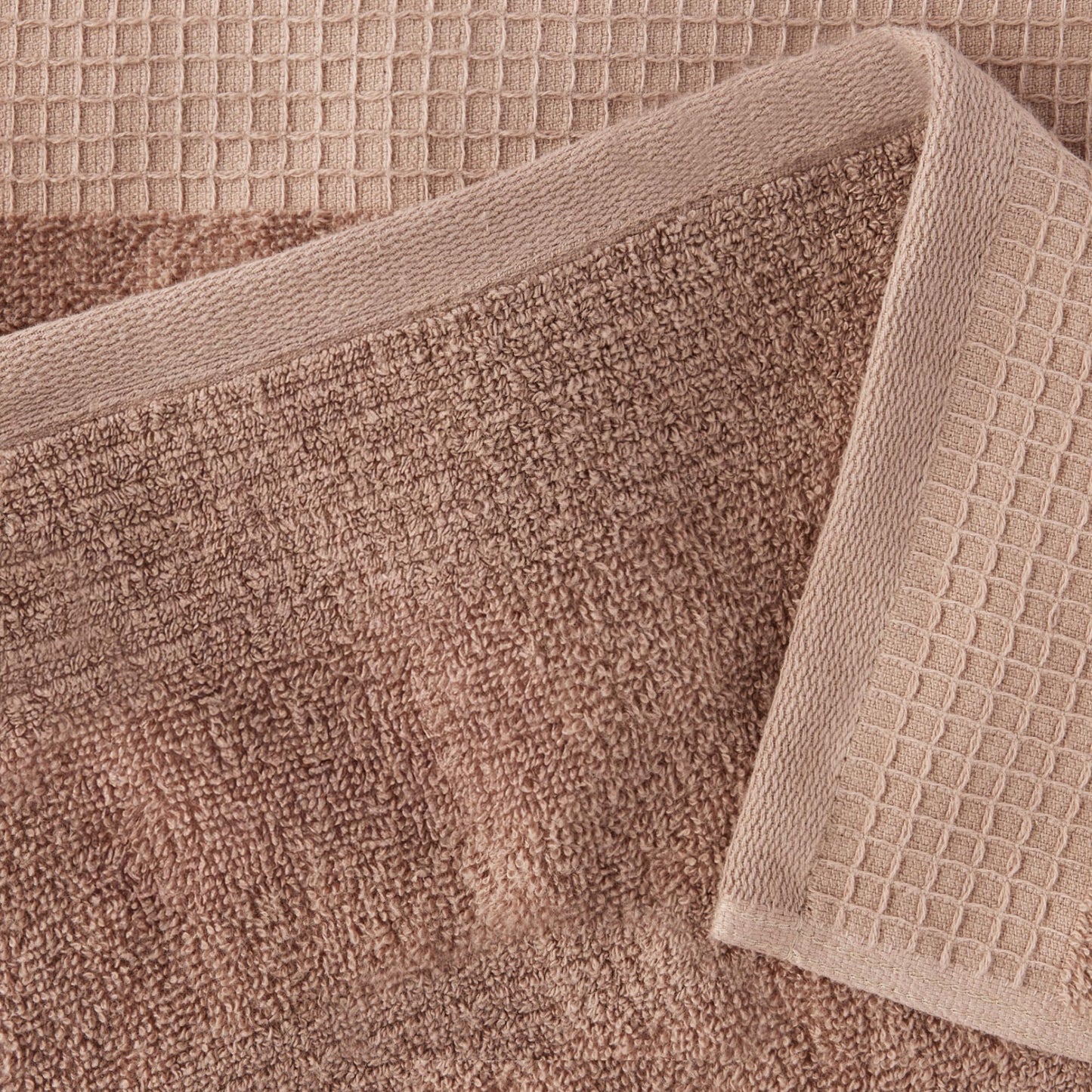 Amazon Basics Organic Cotton Waffle Kitchen Dish Towels - Ultra Absorbent, Quick Drying, Lint-Free, 15 x 25 inches, 6-Pack (2pc Olive Light/Brown Strip, 2pc Brown, 1pc Olive, 1pc White)