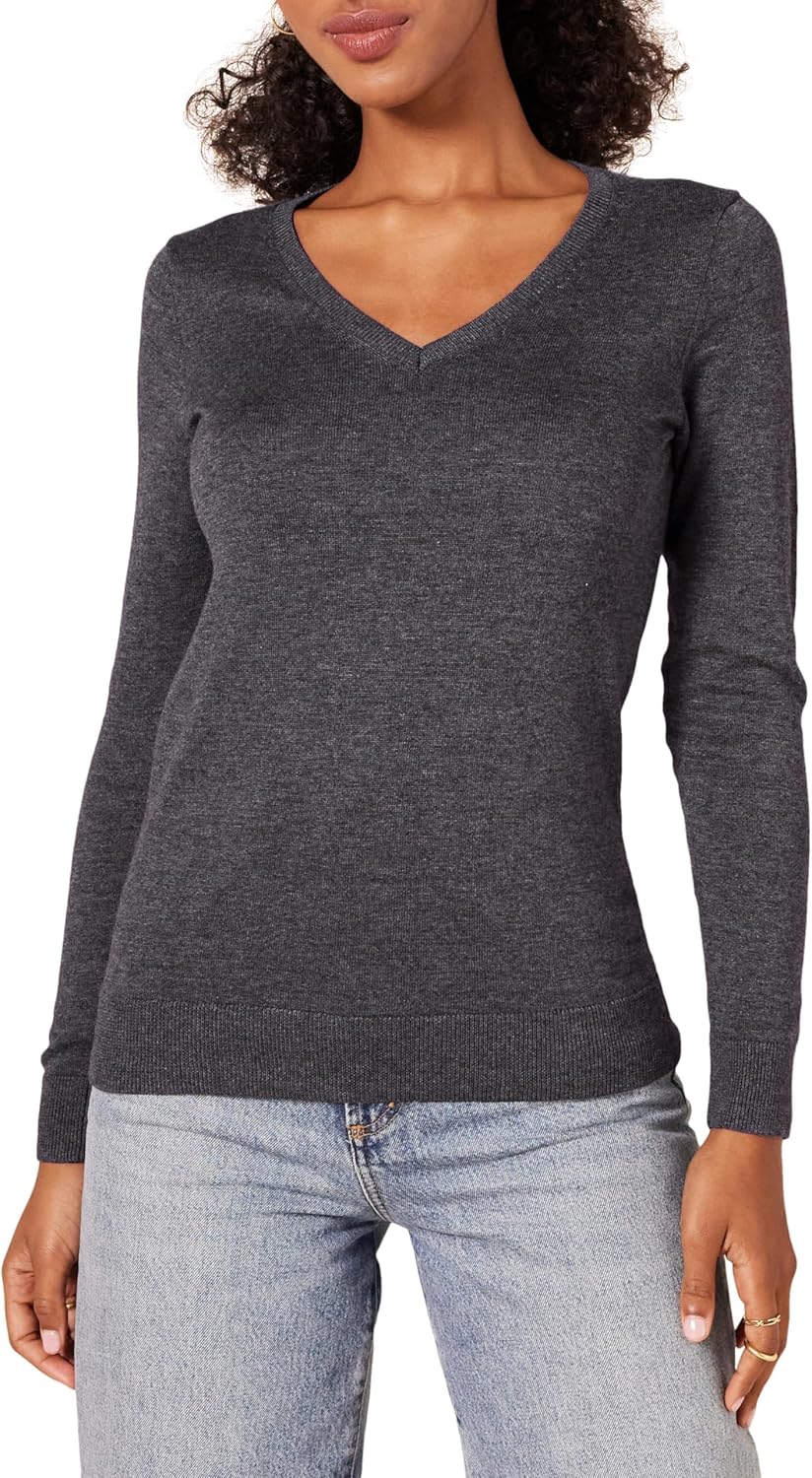 Amazon Essentials Women's Regular-Fit Lightweight Long-Sleeve V-Neck Sweater