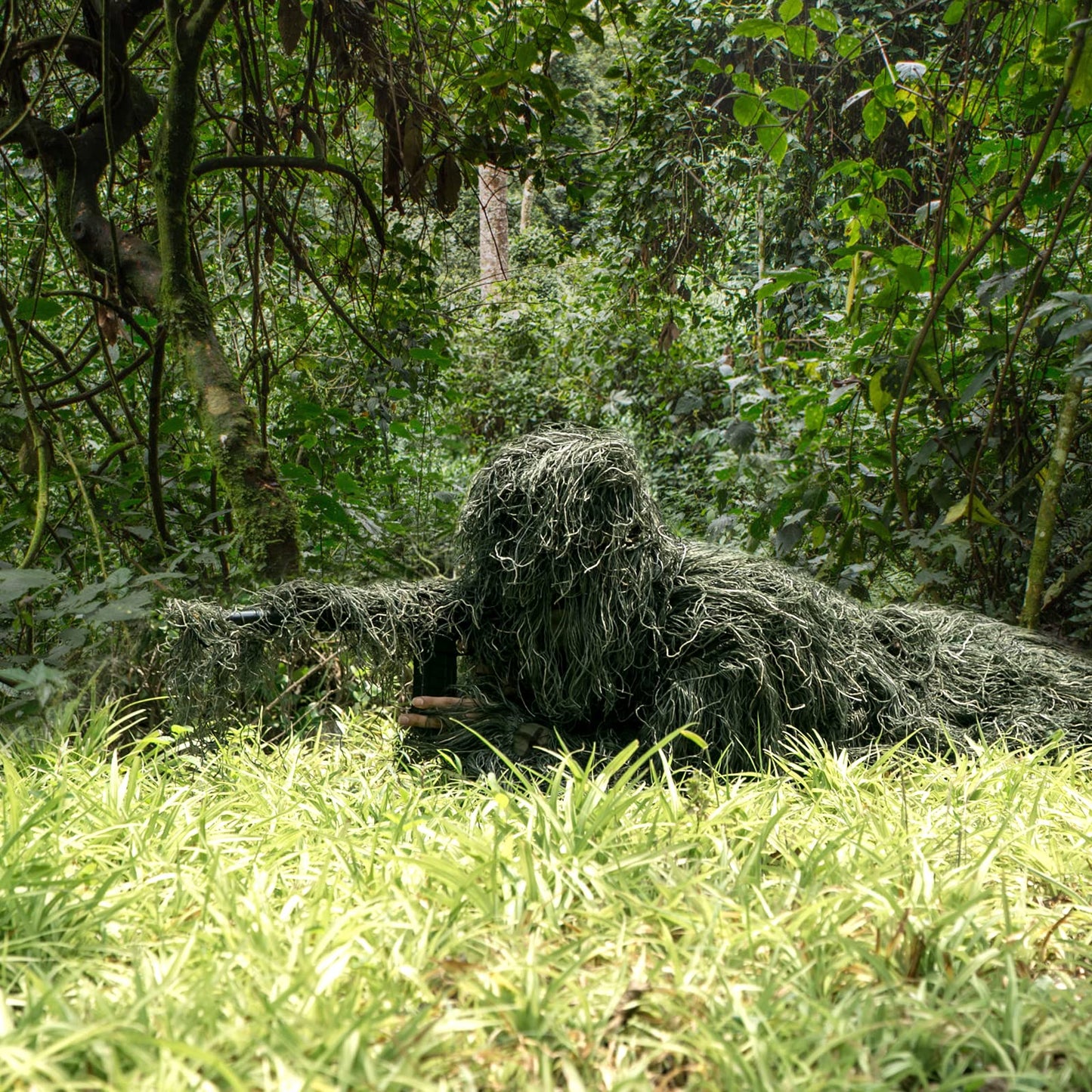MOPHOTO 5 in 1 Ghillie Suit, 3D Camouflage Hunting Apparel Including Jacket, Pants, Hood, Carry Bag Suitable for Unisex Adults/Youth (M/L/XL/XXL)
