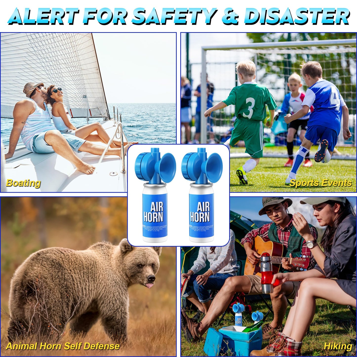Saillong 2 Pack 1.4oz Marine Boat Air Horn, Loud Air Horns for Safety, Mini Small Blow Fog Bear Horn, Meet Coast Guard, Emergency Use for Marine Boating Sporting Events Outdoor Alarm