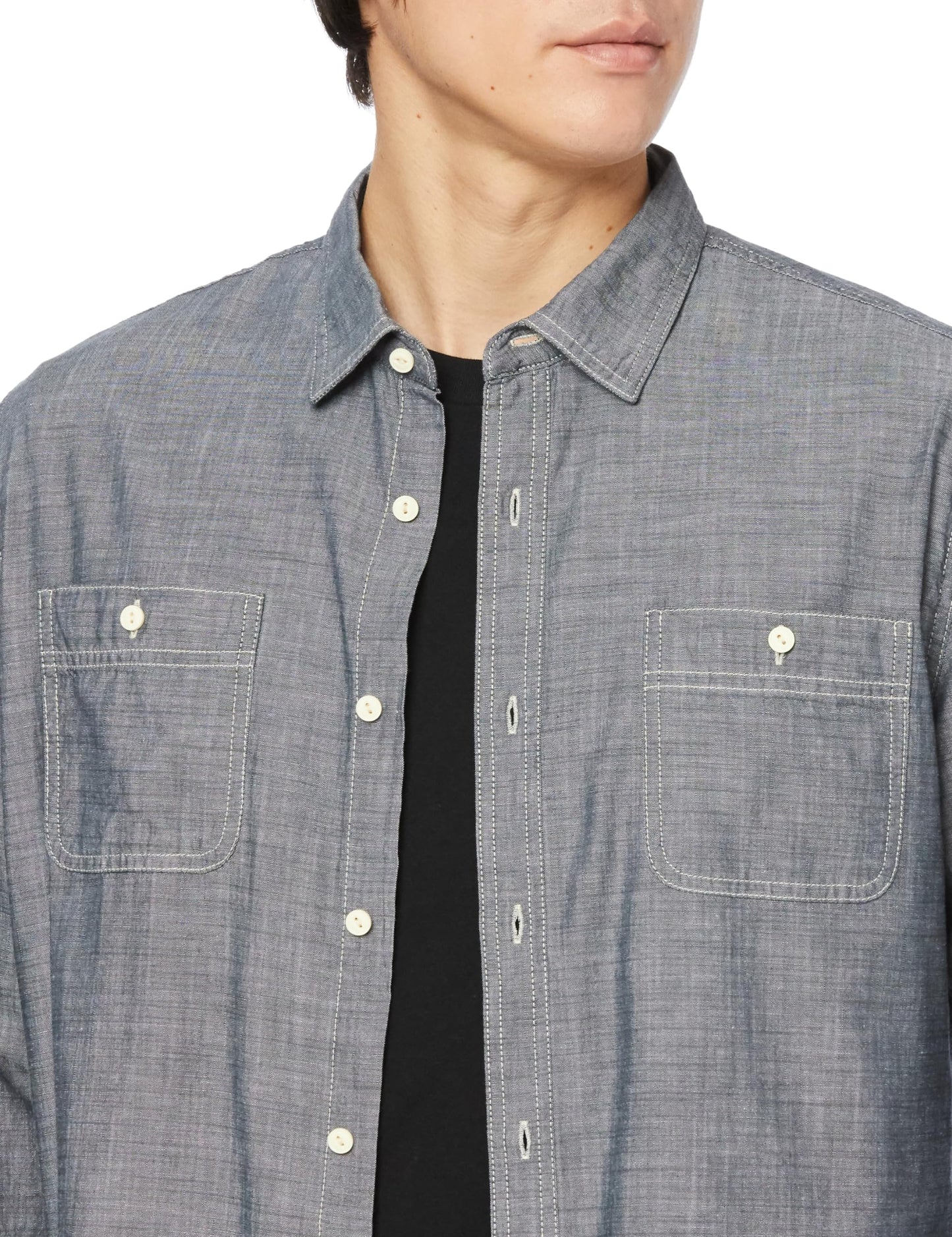 Amazon Essentials Men's Regular-Fit Long-Sleeve Chambray Shirt