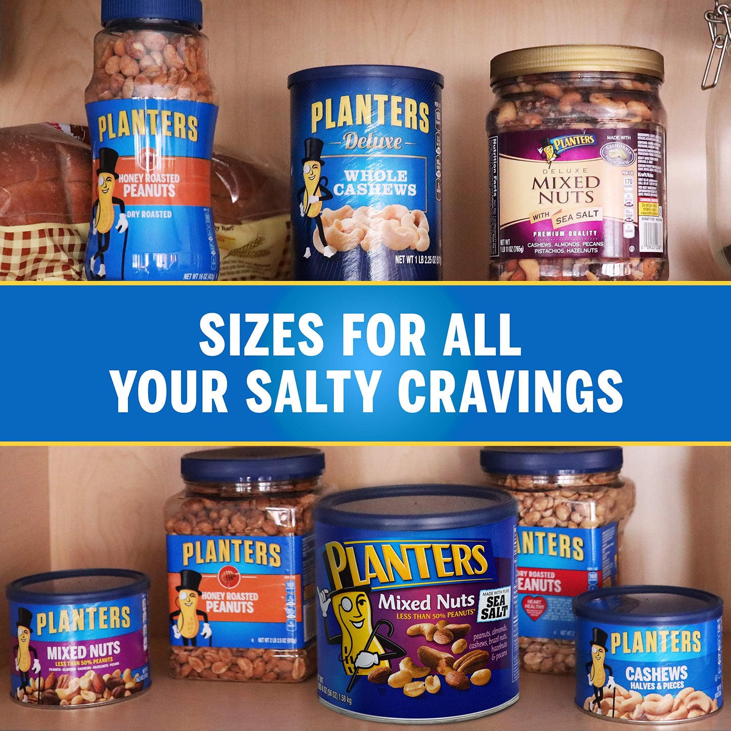 PLANTERS Deluxe Mixed Nuts, Cashews, Almonds, Pecans, Pistachios, Hazelnuts, Roasted with Sea Salt, Party Snacks, Plant-Based Protein Nut Mix, Snacks for Adults, After School Snack Mix, 27oz