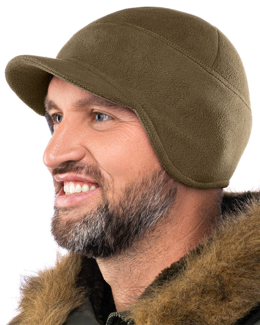 2SBR 2SABERS Fleece Winter Beanie with Visor - Men Women - Earflap Brim Skull Watch Cap Hat