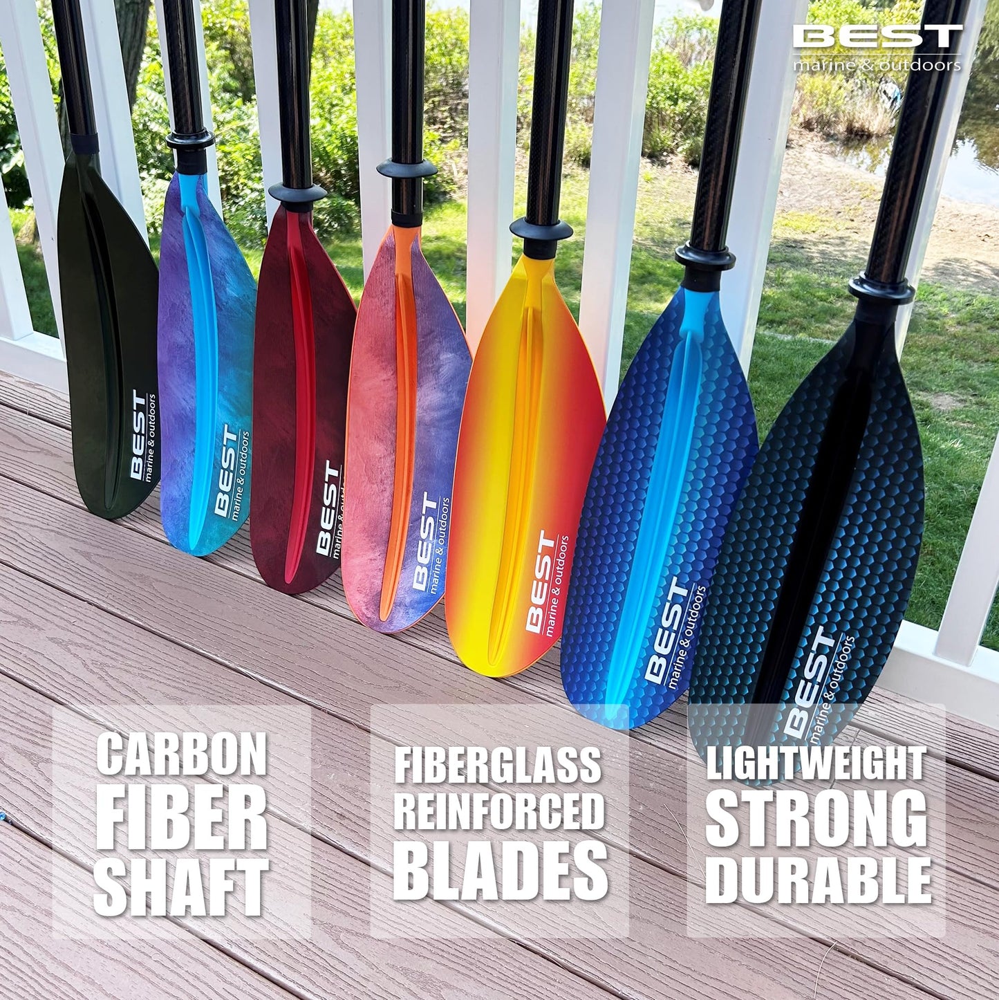 Best Marine and Outdoors Kayak Paddle, Carbon Fiber Shaft & Fiberglass Reinforced Polypropylene Blades, 220cm, 234cm, 250cm, Lightweight Kayak Paddles for Adults (Blue Prism, 234 CM)