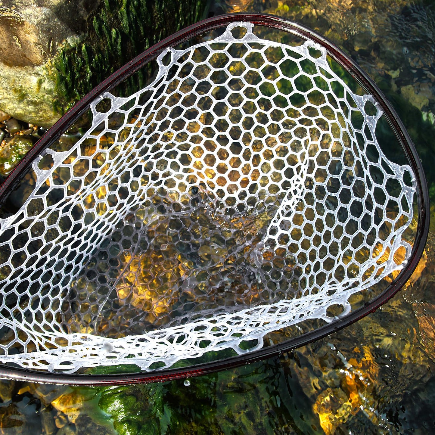 SF Fly Fishing Landing Net Soft Rubber Mesh Trout Net Catch and Release Net