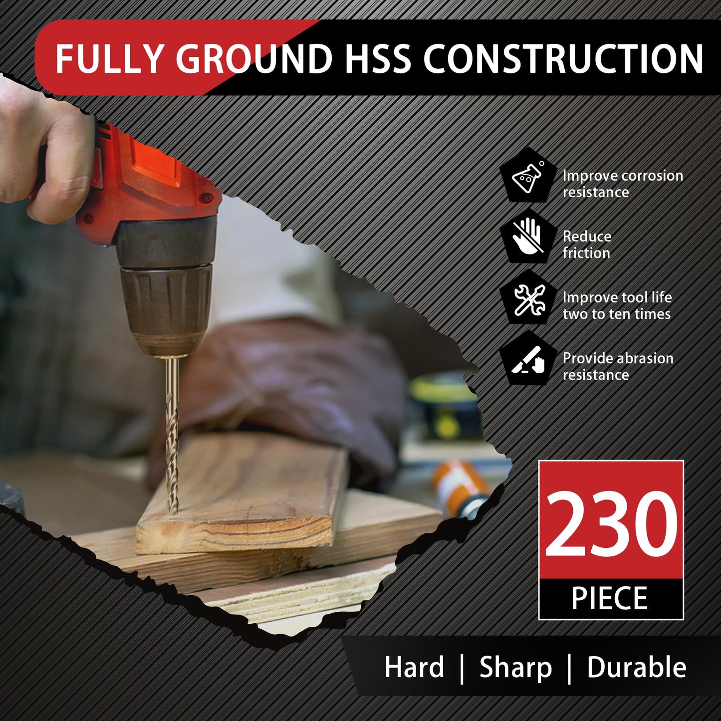 99PC Drill Bit Set, 135° Tip Titanium Coated High Speed Steel, Twist Drill Bit Kit for Iron, Aluminum Alloy, Copper, Wood, Plastic, with Storage Case 1/16"-3/8"