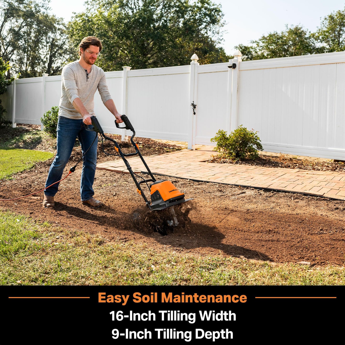 LawnMaster TE1016M Electric Tiller 10-Amp, 16-Inch,Green