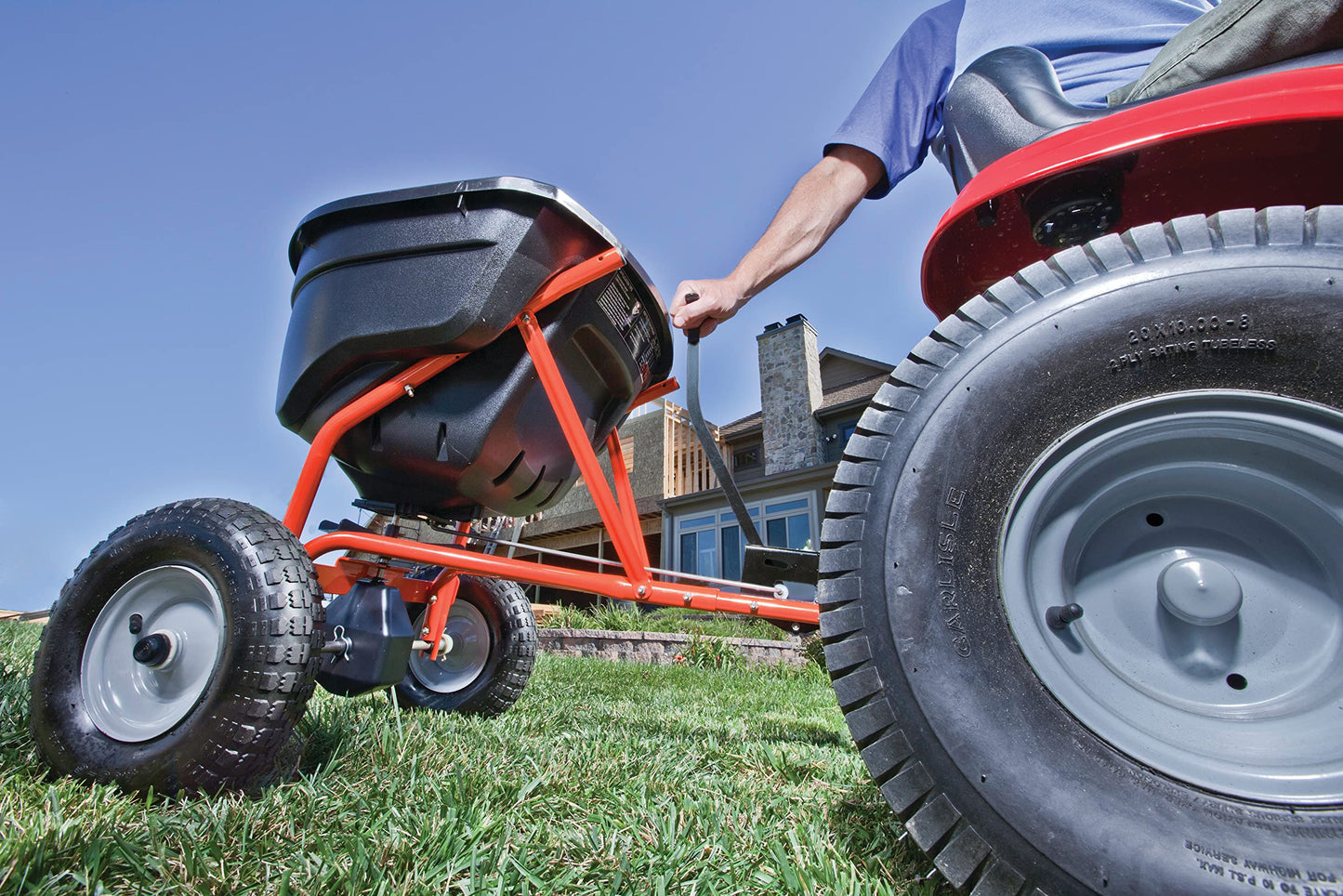 Agri-Fab 45-0463 130 lb. Tow-Behind Lawn & Garden Broadcast Spreader for Seed,Fertilizer,Salt,Ice Melt; Easy to use Flow Control from Seat of Riding Lawn Mower