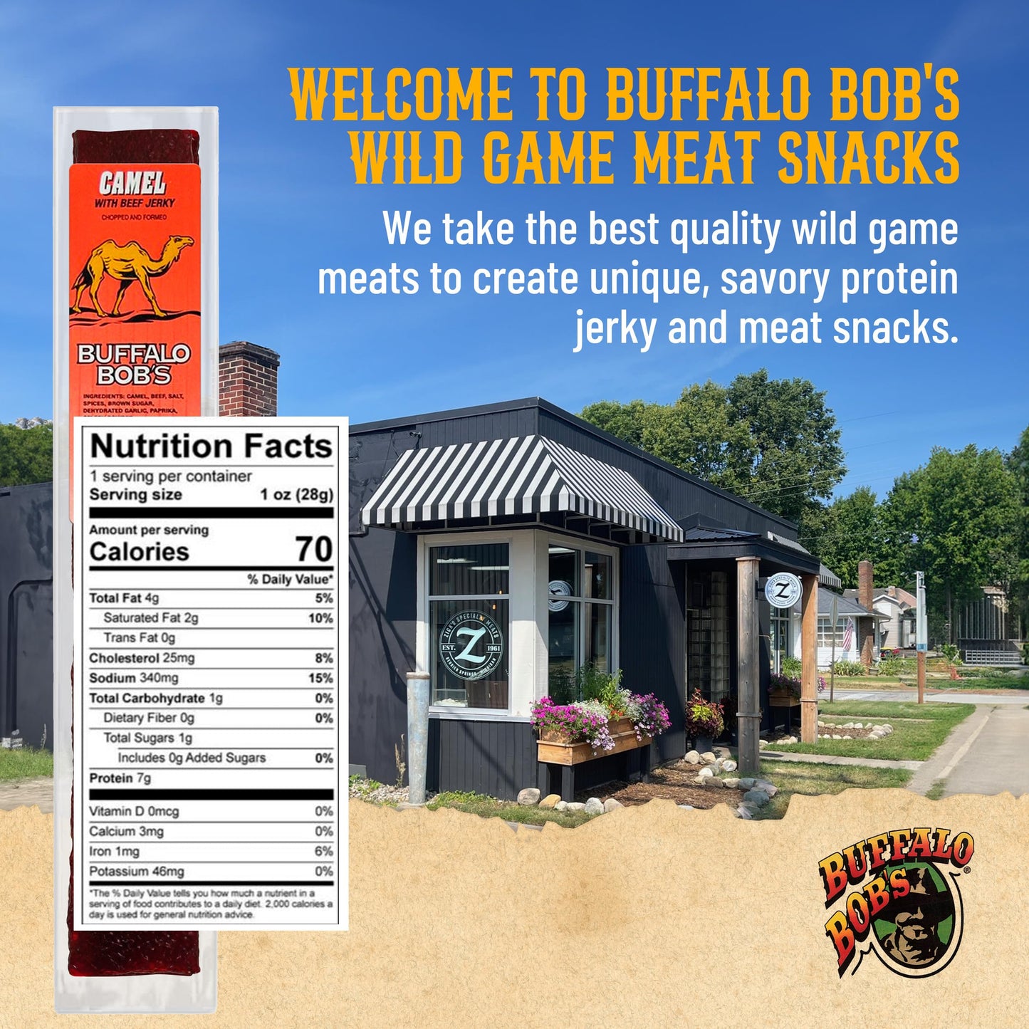 Buffalo Bob's Exotic Jerky (10-Pack), 10 Flavor Variety Pack of Snack Sticks, Wild Game Beef Gifts for Men