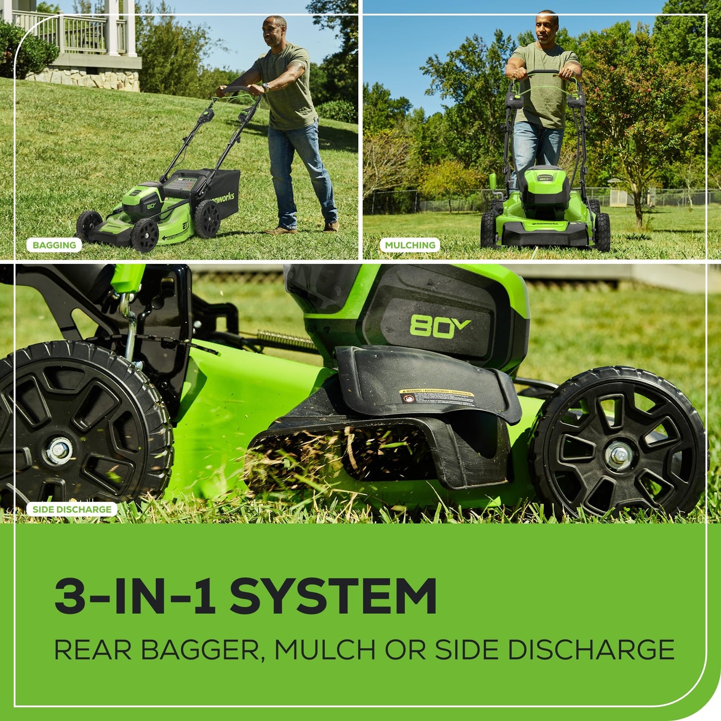 Greenworks 80V 21" Brushless Cordless (Push) Lawn Mower (75+ Compatible Tools), (2) 2.0Ah Batteries and 30 Minute Rapid Charger Included