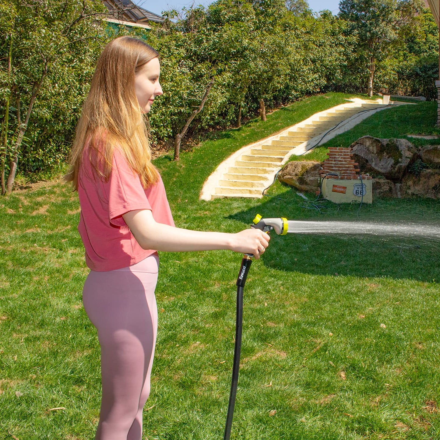 Fevone 50ft Heavy Duty Garden Hose – 5/8" ID, 600 PSI, Hybrid Polymer, Kink-Resistant, Flexible, Durable, 3/4" GHT Solid Brass Fittings