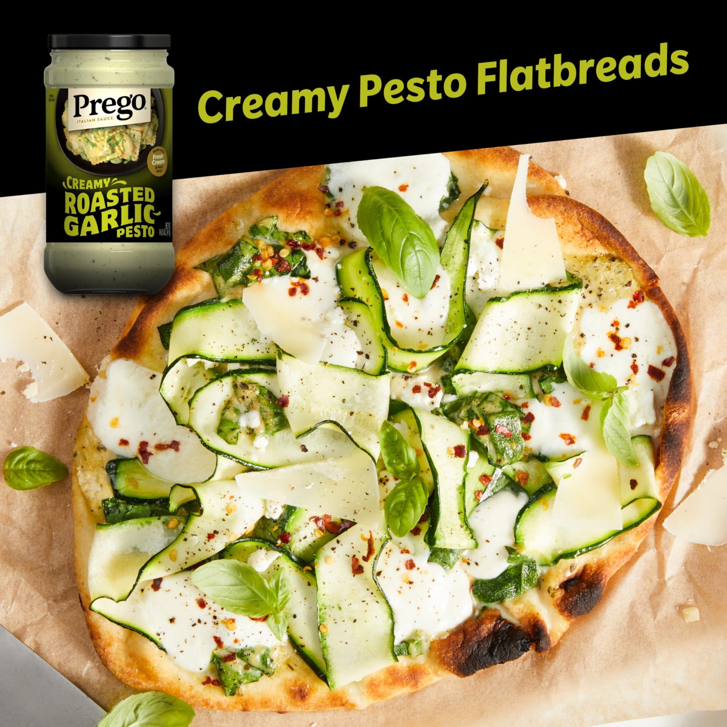 Prego Creamy Roasted Garlic Pesto Pasta Sauce, 14.5 oz Jar