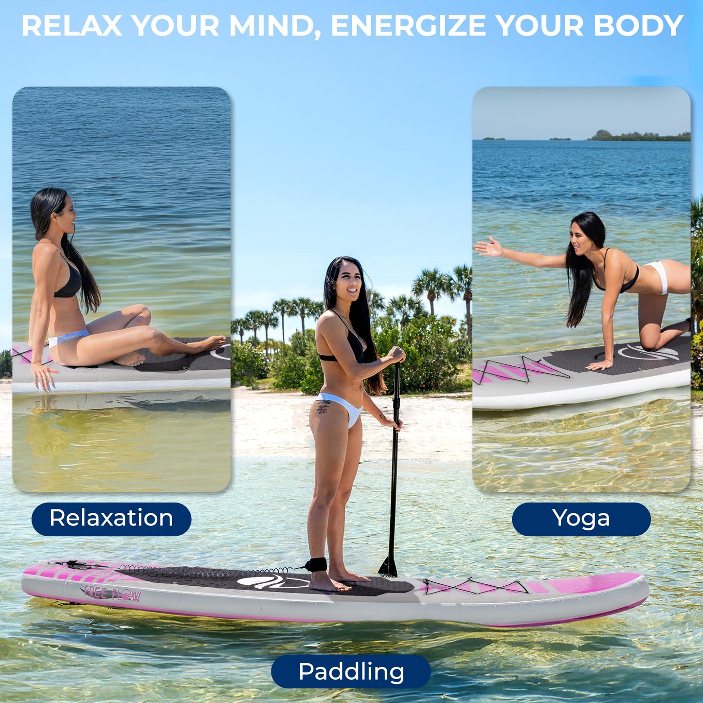 SereneLife Inflatable Stand Up Paddle Board - Wide Stable Design, Non-Slip Deck for Adults & Youth with Premium Paddle Board Accessories: Carry Bag, Dual Action Pump, Paddle, Ankle Leash - 10'6"