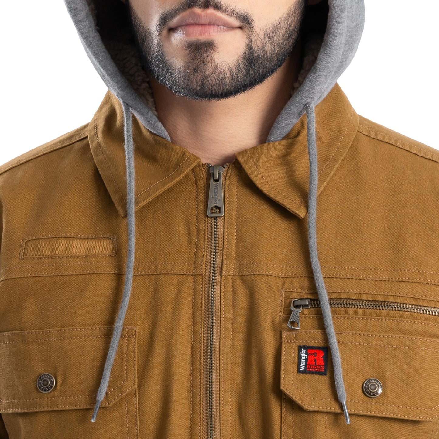 Wrangler Men's Quilted Lined Jacket with Sherpa Hood