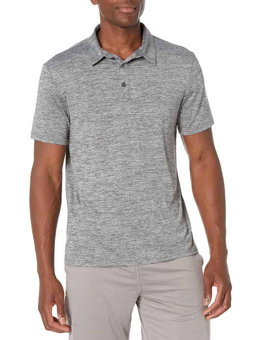 Amazon Essentials Men's Slim-Fit Quick Dry Tech Stretch Lightweight Golf Polo Shirt, Dark Grey Heather, XX-Large