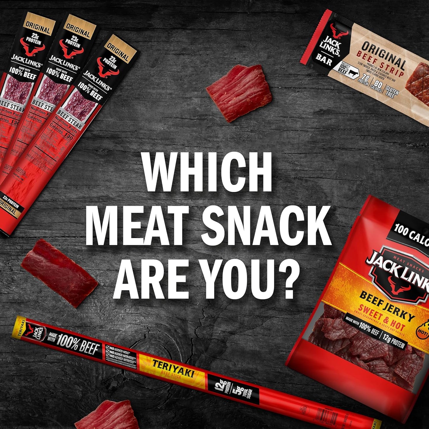 Jack Link's Beef Jerky Bold Variety Pack - Includes Sweet & Hot, Jalapeno and Peppered Jerky, Great Gifts for Dad & Men, Good Source of Protein, Meat Snacks Made with 100% Beef - 1.25 Oz (Pack of 15)