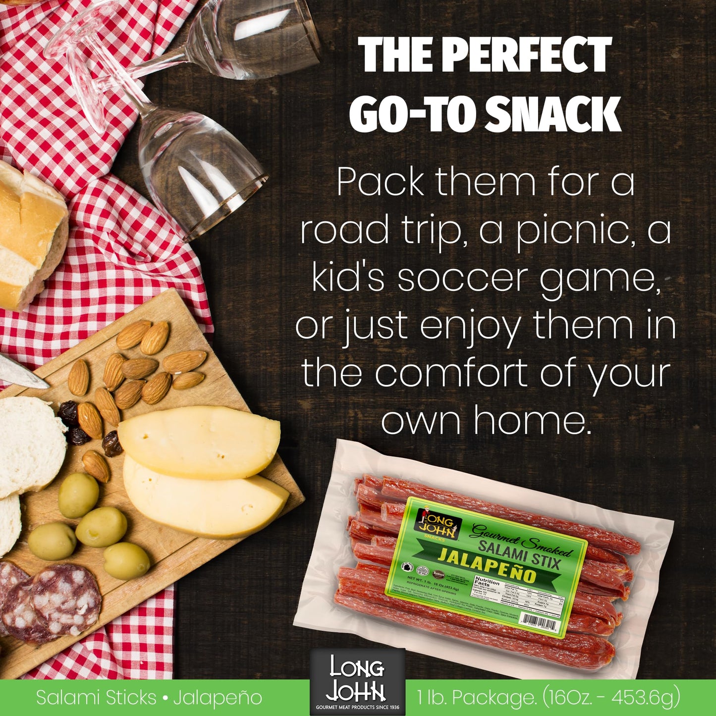 Long John Snacks Italian Style Dried Salami Stix – Premium Italian Blend Hand Crafted Pork & Beef Cuts – Gluten-Free, Bold Flavor & Low Heat – Smoked & Italian-Style Dried to Perfection - 16oz.