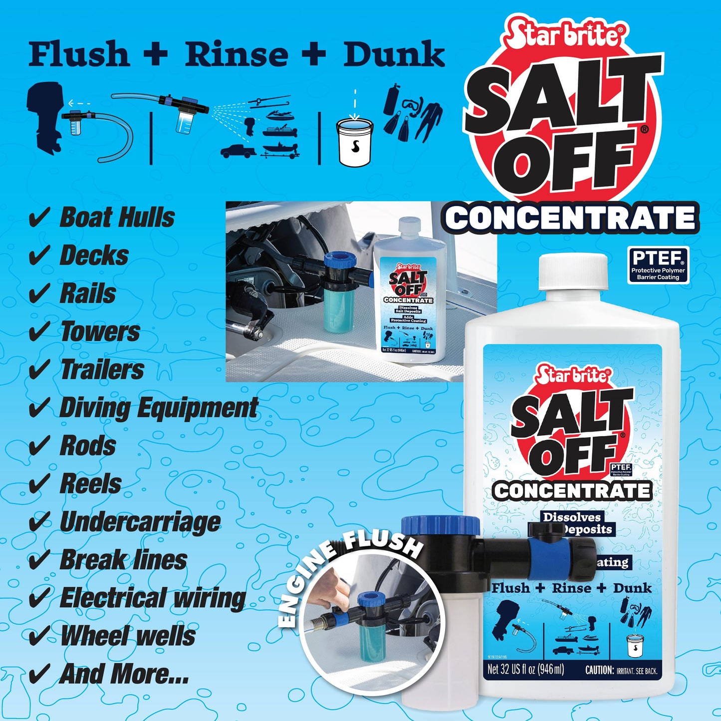 STAR BRITE Salt Off Concentrate - 1 Gallon - Ultimate Salt Remover Wash & Marine Engine Flush for Boats, Vehicles, Trailers, and More (093900N)