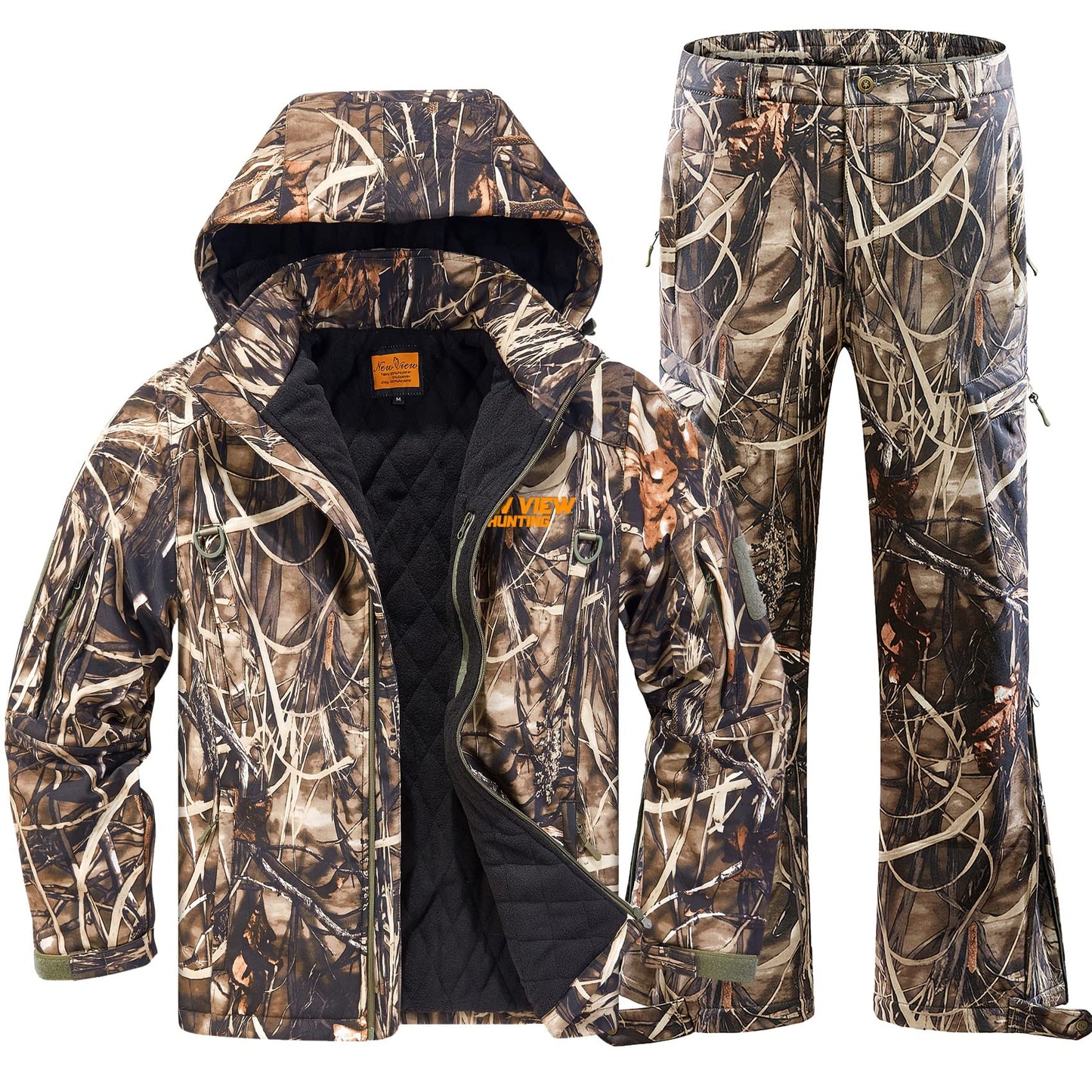NEW VIEW Insulated Hunting Clothes for Men Cold Weather, Warm Camo Hunting Jacket and Pants, Hunting Suit for Deer Duck Hunts