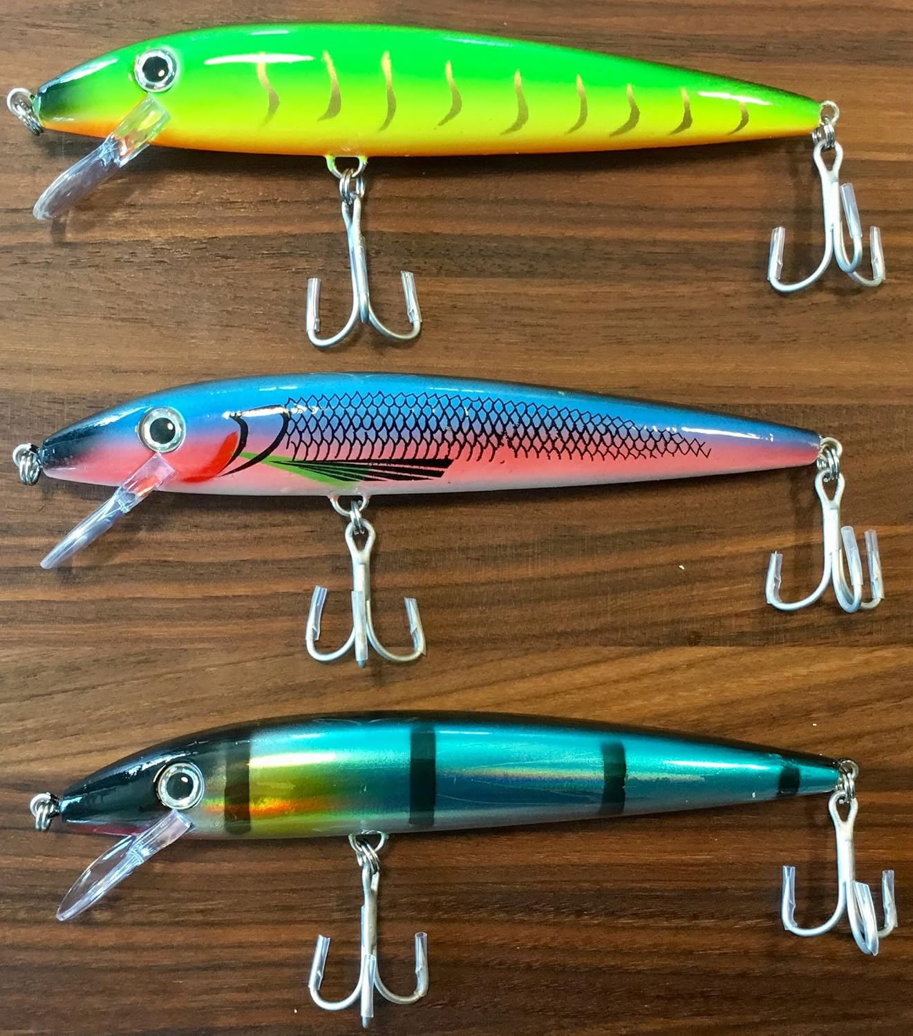 3 New 7 INCH Musky Muskie Lures CRANKBAIT Rattle Catfish Northern Pike Tigerfire, Metallic Crankbait Lures