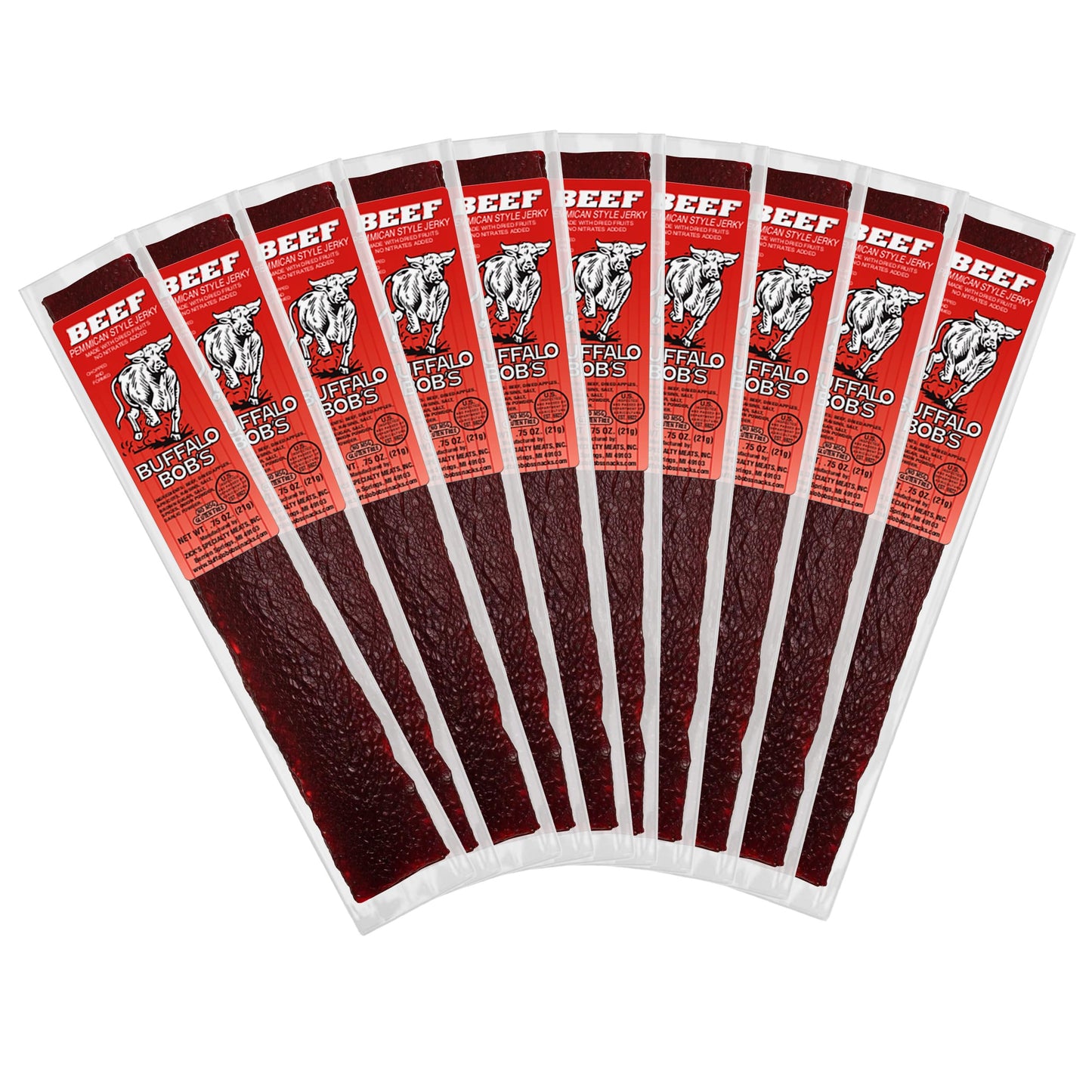 Buffalo Bob's Exotic Jerky (10-Pack), 10 Flavor Variety Pack of Snack Sticks, Wild Game Beef Gifts for Men