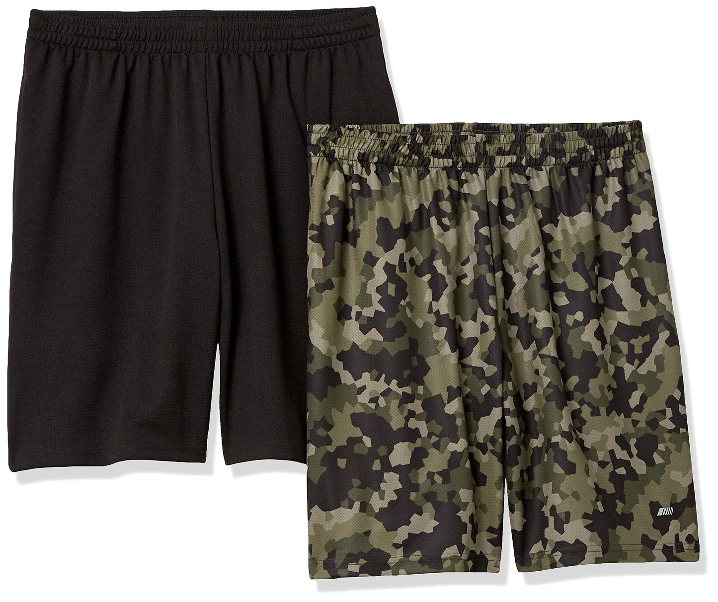 Amazon Essentials Men's Athletic Basketball Gym,Performance Tech Loose-Fit Training Shorts, Pack of 2