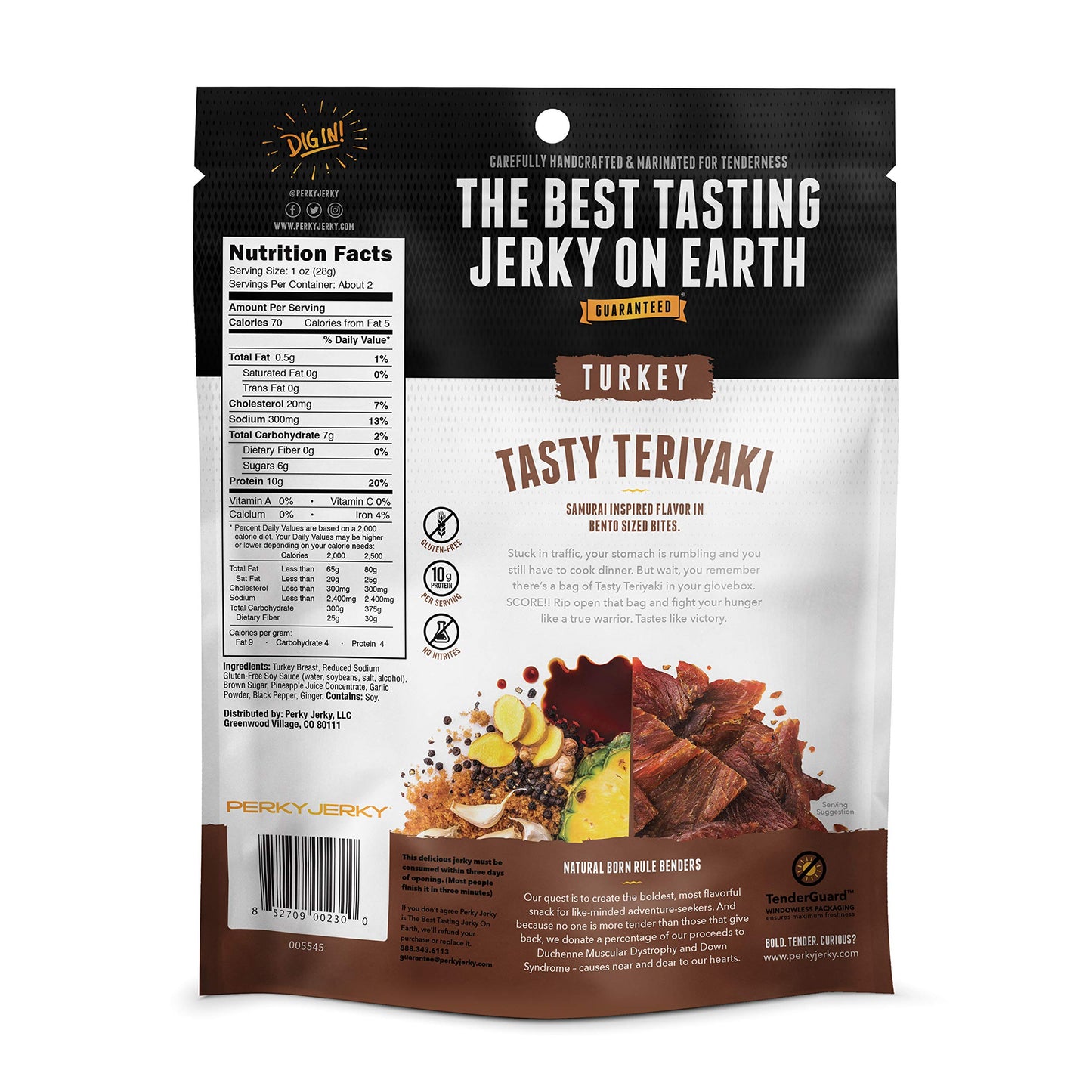 Perky Jerky Turkey Jerky Variety, 2.2 oz (Pack of 5) - Low Sodium - 7-10g Protein per Serving - Low Fat - 100% U.S. Sourced - Non-GMO