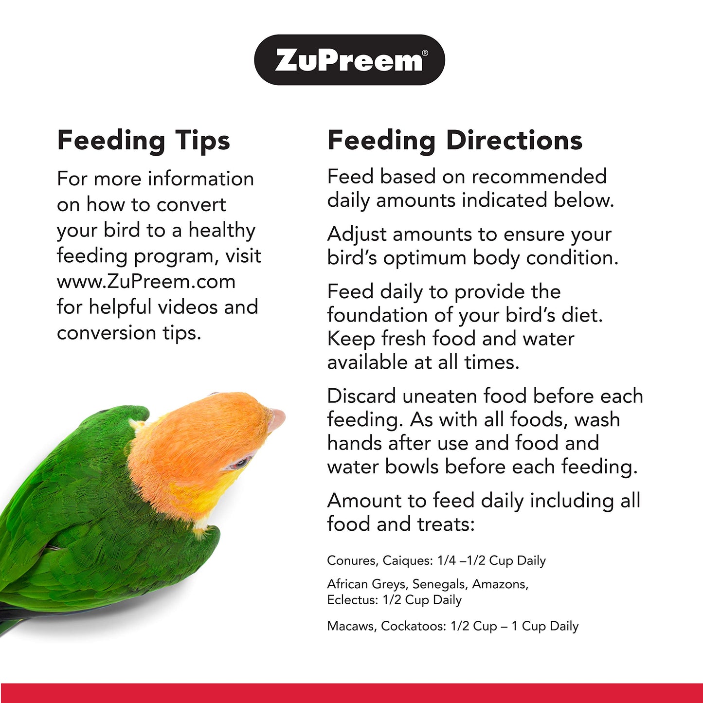 ZuPreem Smart Selects Bird Food, Daily Nutrition for Parrots, Conures, Caiques, African Greys, Eclectus, Small Cockatoos, Bird Feed Pellets & Seed Blend, Parrot Food, (Medium/Large, 4 lb bag)