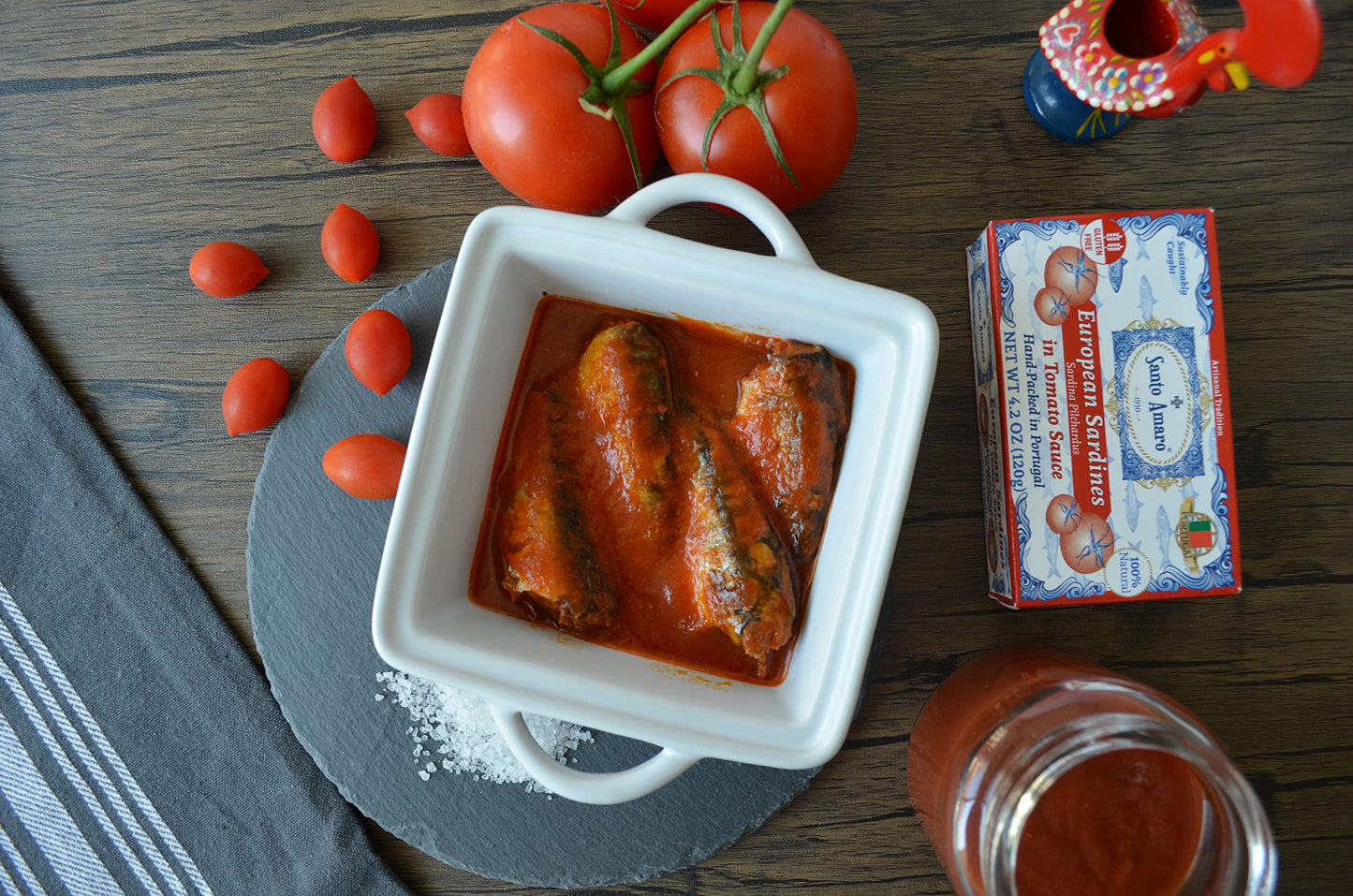 Santo Amaro - 6 Flavor Variety Pack Sampler European Wild Sardines - Virgin Olive Oil - Tomato Sauce from Puree - Virgin Olive Oil & Spicy Red Piri Piri Pepper - Spring Water - Virgin Olive Oil & Lisbon Lemon - Tomato Puree with Spicy Red Piri Piri Pepper