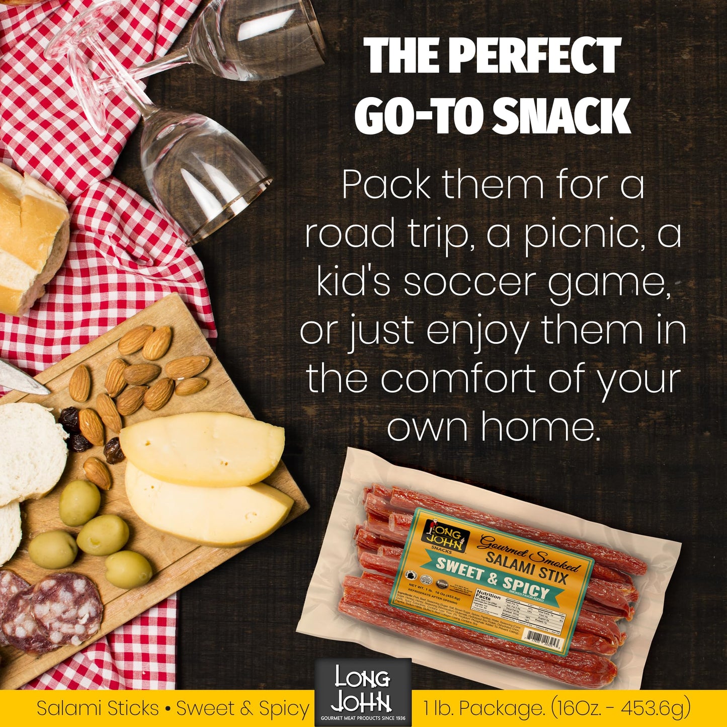 Long John Snacks Italian Style Dried Salami Stix – Premium Italian Blend Hand Crafted Pork & Beef Cuts – Gluten-Free, Bold Flavor & Low Heat – Smoked & Italian-Style Dried to Perfection - 16oz.
