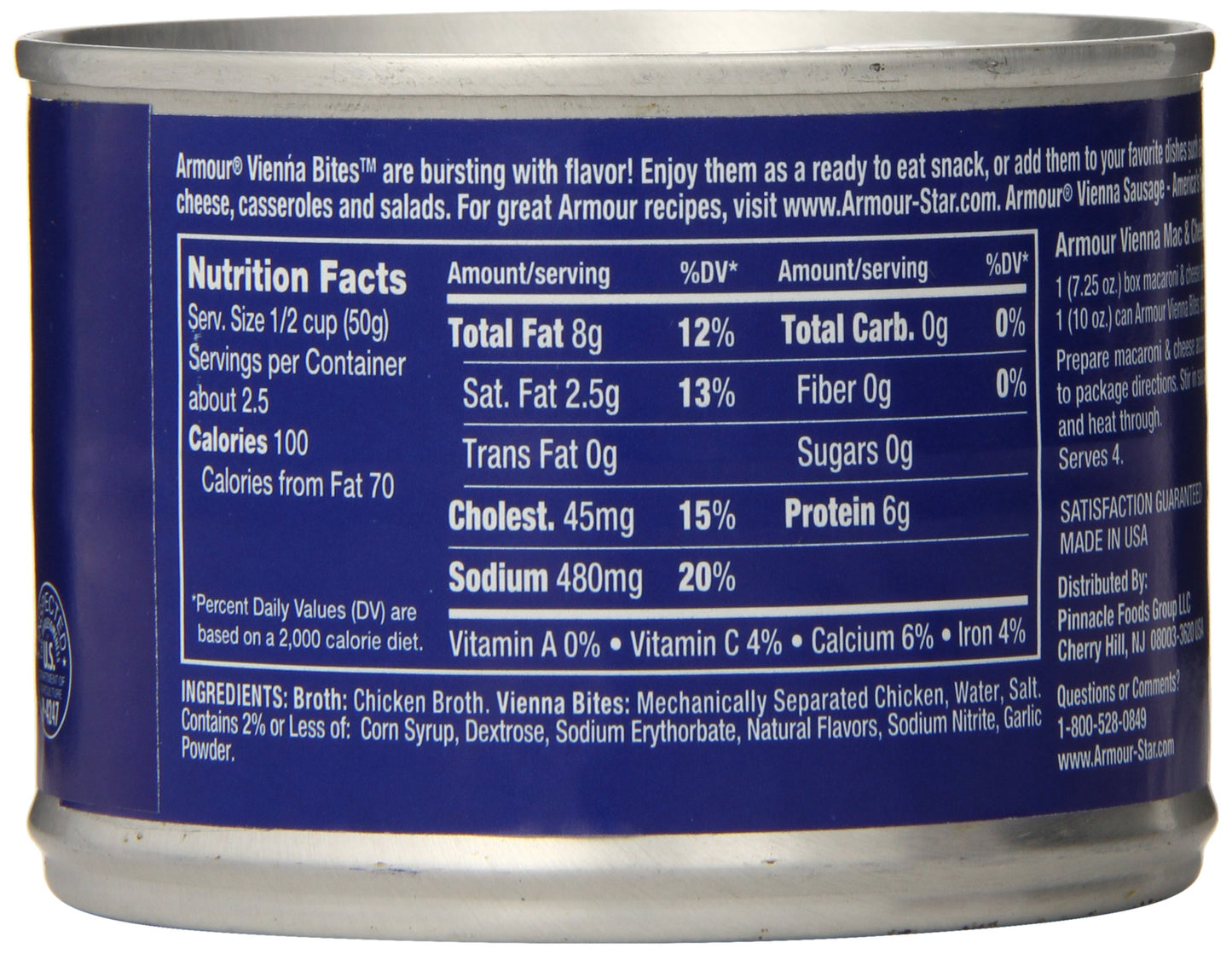 Armour Star Chicken Vienna Sausage Bites, Canned Sausage, 10 OZ (Pack of 12)