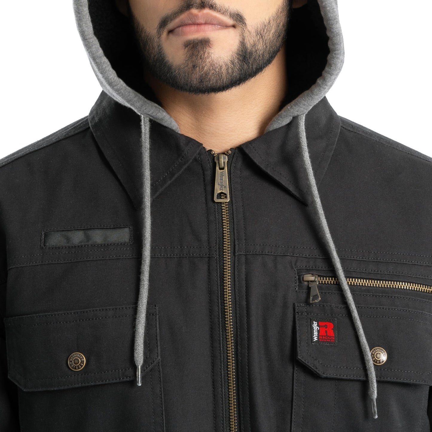 Wrangler Men's Quilted Lined Jacket with Sherpa Hood