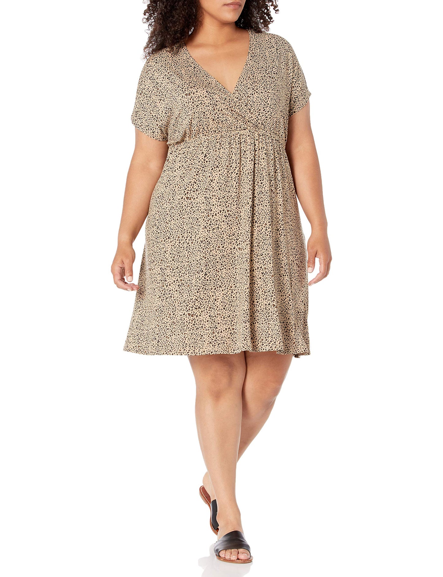 Amazon Essentials Women's Surplice V Neck Swing Dress (Available in Plus Size)