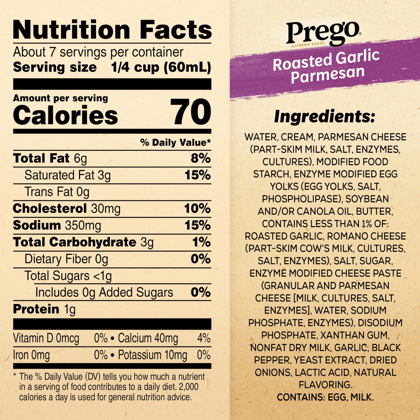 Prego Alfredo Pasta Sauce with Roasted Garlic and Parmesan Cheese, 14.5 oz Jar