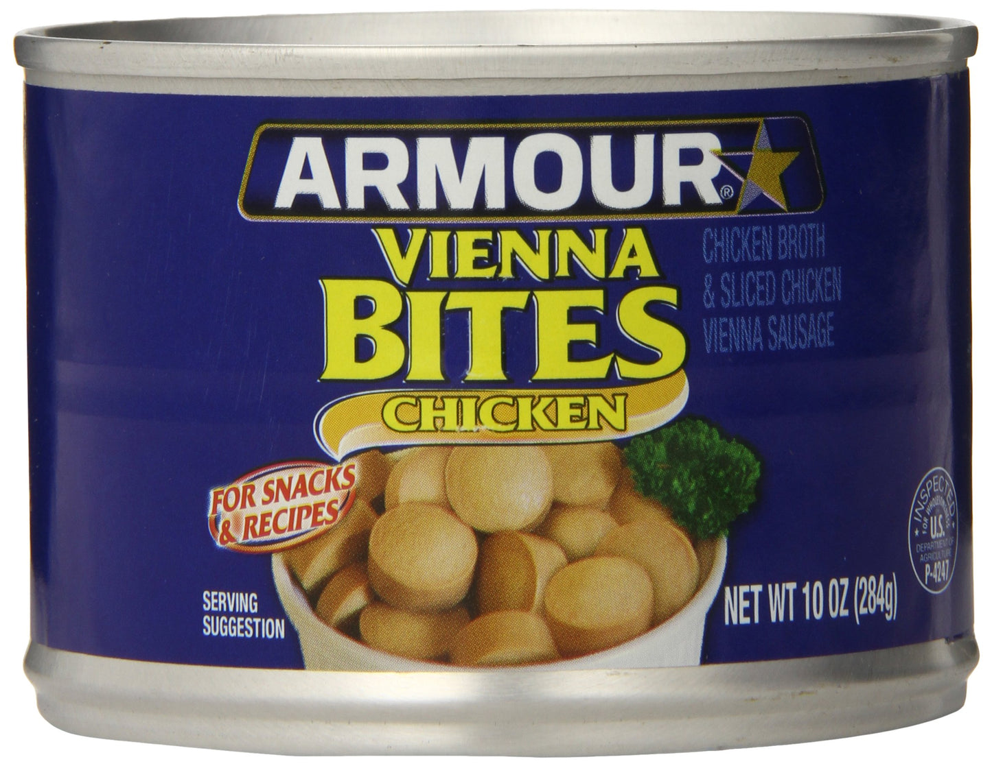 Armour Star Chicken Vienna Sausage Bites, Canned Sausage, 10 OZ (Pack of 12)